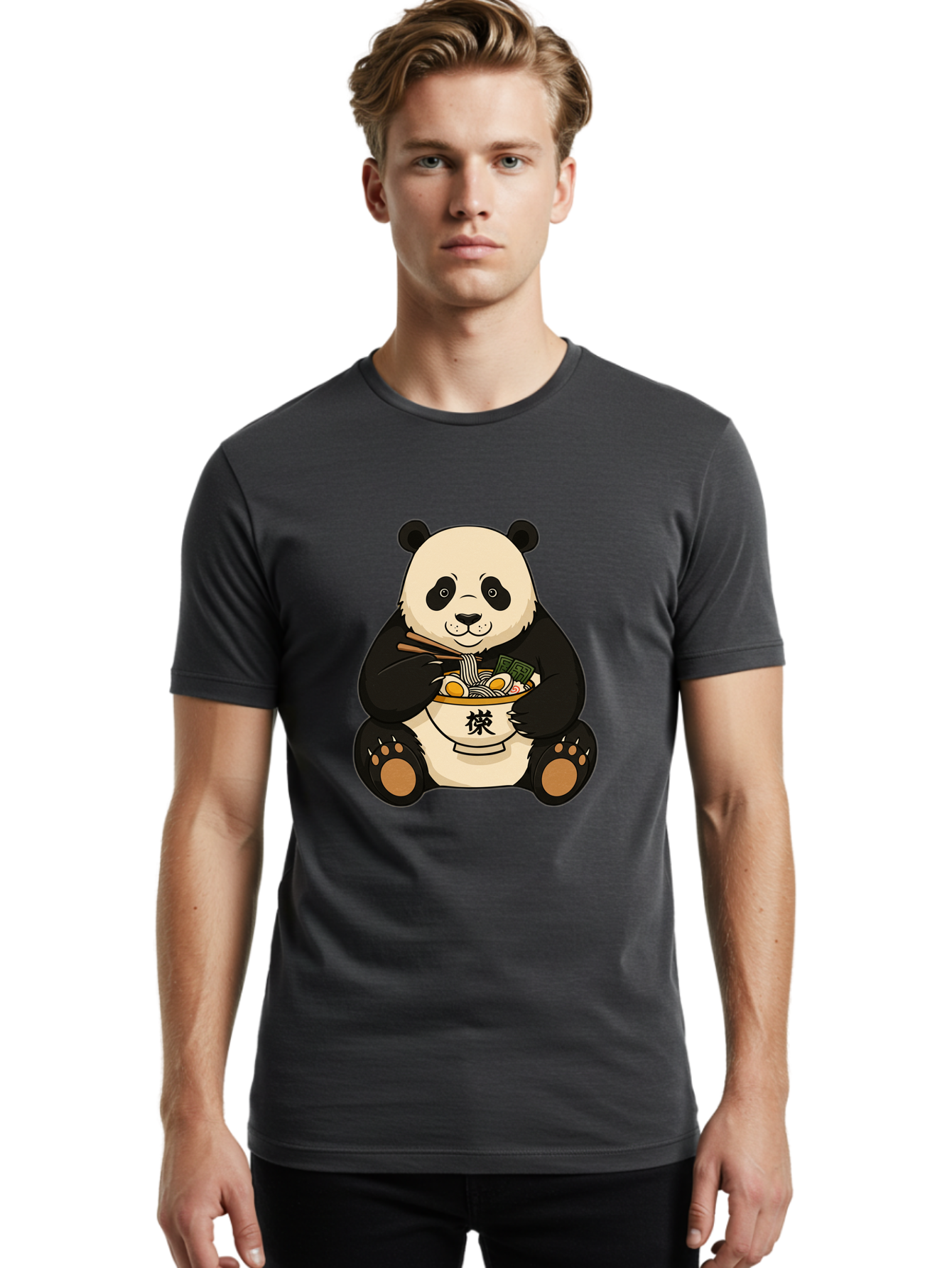 Panda-With-Ramen-2 Men'S Graphic Tee, 100% Cotton, Comfortable Casual Summer Wear, Machine Washable, Vintage Camera, Old Camera, Antique Camera, Black Camera, Classic Photography, Photography Equipment, Nostalgic Device, Film Camera, Baf337