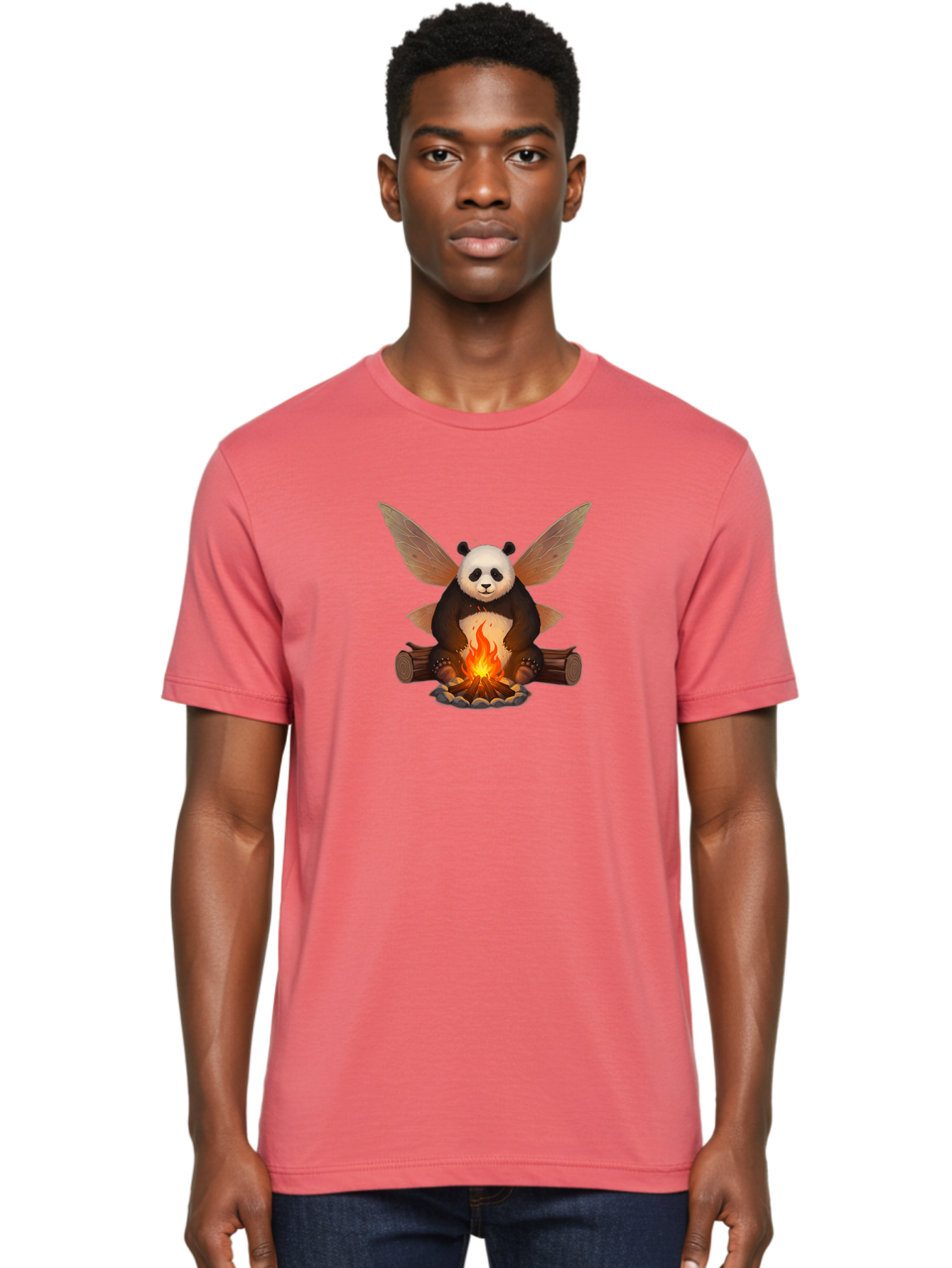 Panda-With-Wings-By-Campfire Men'S Graphic Tee, 100% Cotton, Comfortable Casual Summer Wear, Machine Washable, Vintage Camera, Old Camera, Antique Camera, Black Camera, Classic Photography, Photography Equipment, Nostalgic Device, Film Camera, Baf340