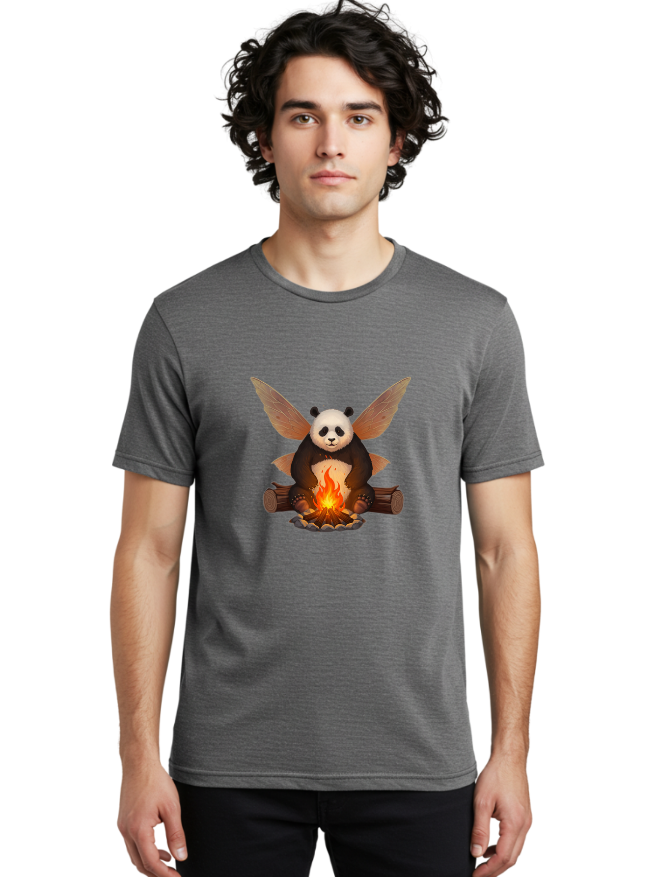 Panda-With-Wings-By-Campfire Men'S Graphic Tee, 100% Cotton, Comfortable Casual Summer Wear, Machine Washable, Vintage Camera, Old Camera, Antique Camera, Black Camera, Classic Photography, Photography Equipment, Nostalgic Device, Film Camera, Baf340