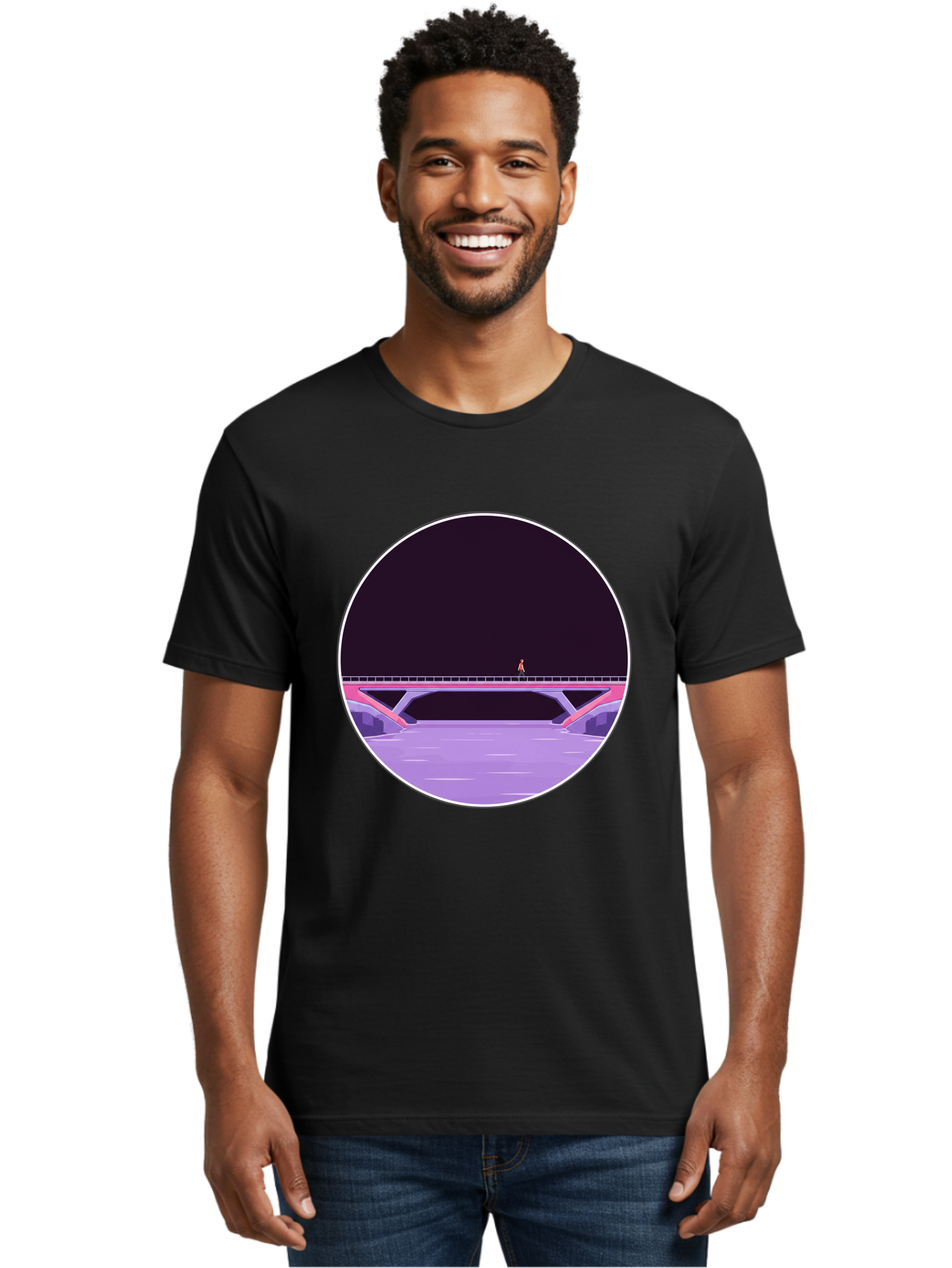 Person-On-Bridge Men'S Graphic Tee, 100% Cotton, Comfortable Casual Summer Wear, Machine Washable, Vintage Camera, Old Camera, Antique Camera, Black Camera, Classic Photography, Photography Equipment, Nostalgic Device, Film Camera, Camera Art Baf345