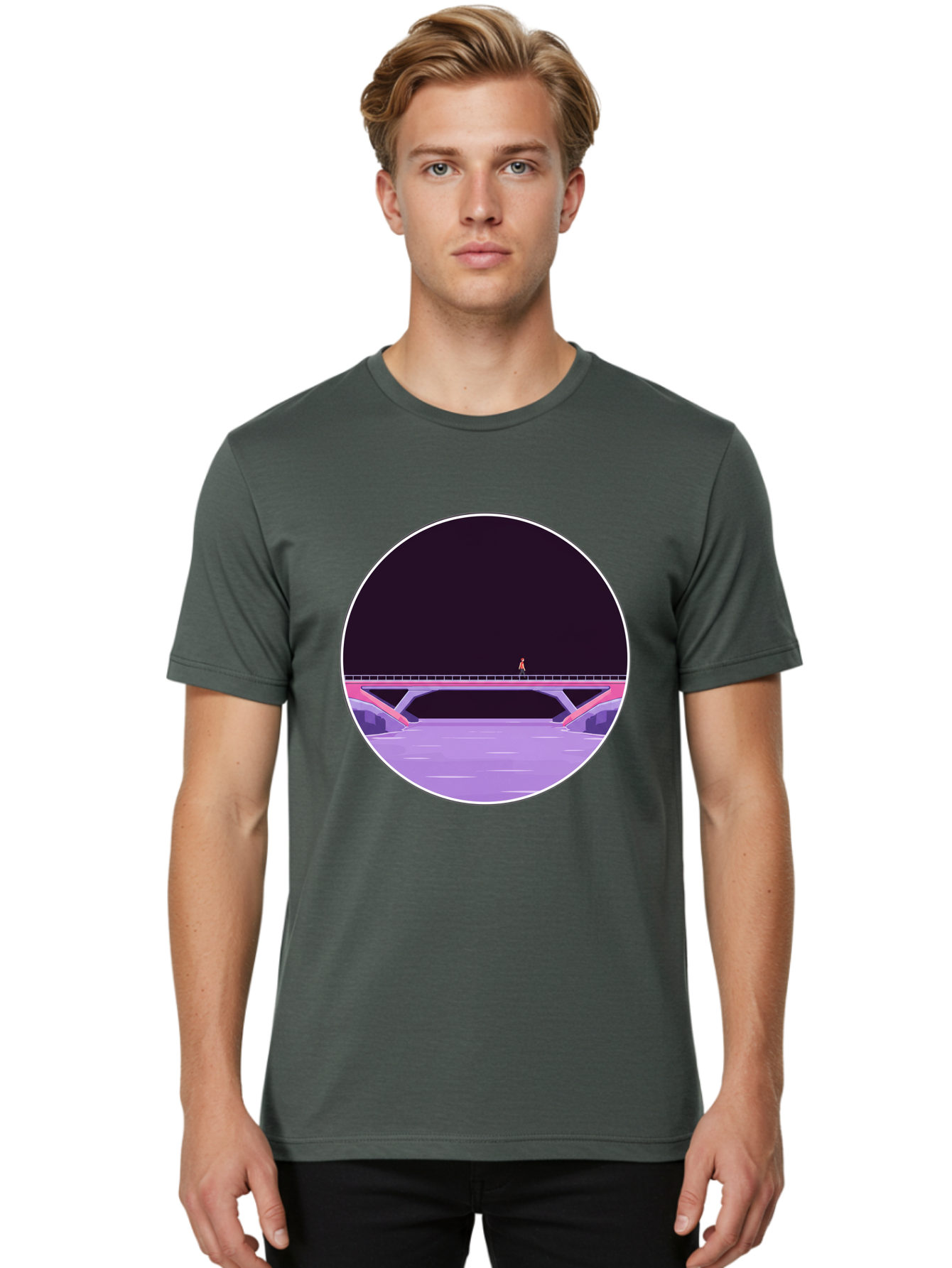 Person-On-Bridge Men'S Graphic Tee, 100% Cotton, Comfortable Casual Summer Wear, Machine Washable, Vintage Camera, Old Camera, Antique Camera, Black Camera, Classic Photography, Photography Equipment, Nostalgic Device, Film Camera, Camera Art Baf345