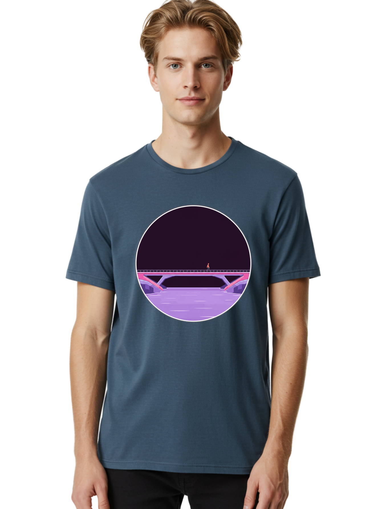 Person-On-Bridge Men'S Graphic Tee, 100% Cotton, Comfortable Casual Summer Wear, Machine Washable, Vintage Camera, Old Camera, Antique Camera, Black Camera, Classic Photography, Photography Equipment, Nostalgic Device, Film Camera, Camera Art Baf345