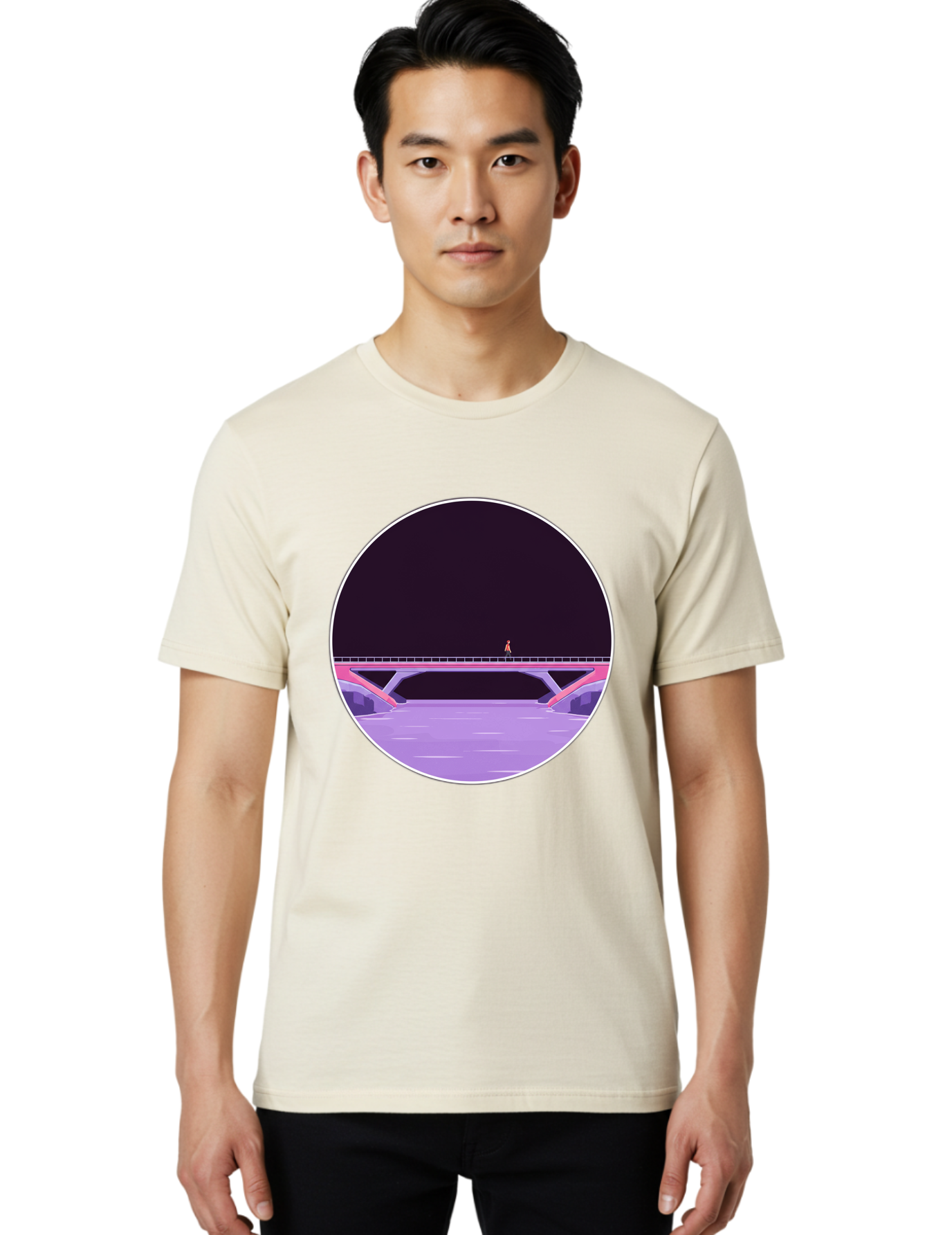 Person-On-Bridge Men'S Graphic Tee, 100% Cotton, Comfortable Casual Summer Wear, Machine Washable, Vintage Camera, Old Camera, Antique Camera, Black Camera, Classic Photography, Photography Equipment, Nostalgic Device, Film Camera, Camera Art Baf345
