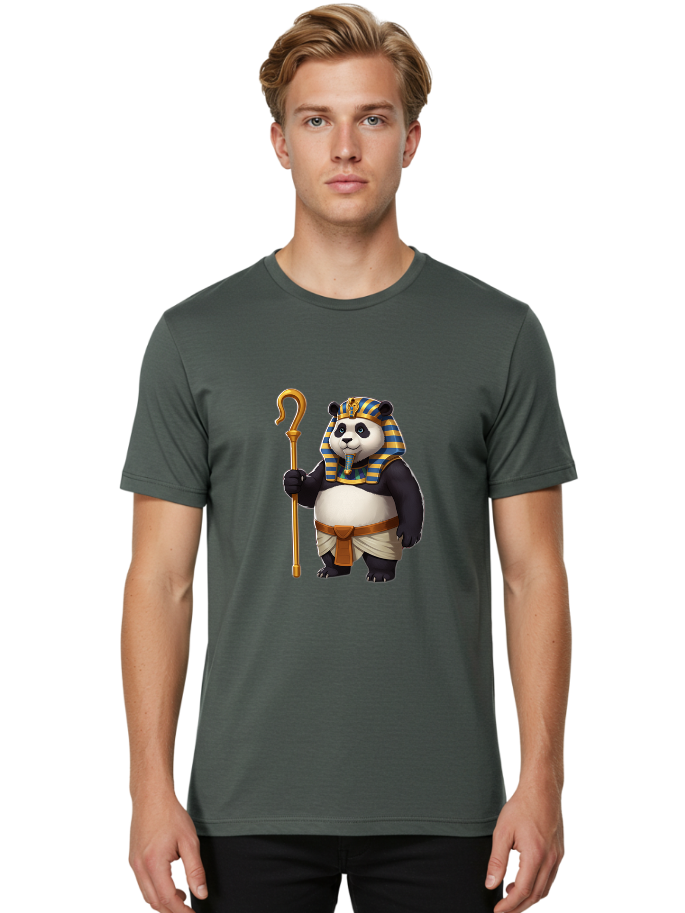 Pharaoh-Panda-1 Men'S Graphic Tee, 100% Cotton, Comfortable Casual Summer Wear, Machine Washable, Vintage Camera, Old Camera, Antique Camera, Black Camera, Classic Photography, Photography Equipment, Nostalgic Device, Film Camera, Camera Art Baf346