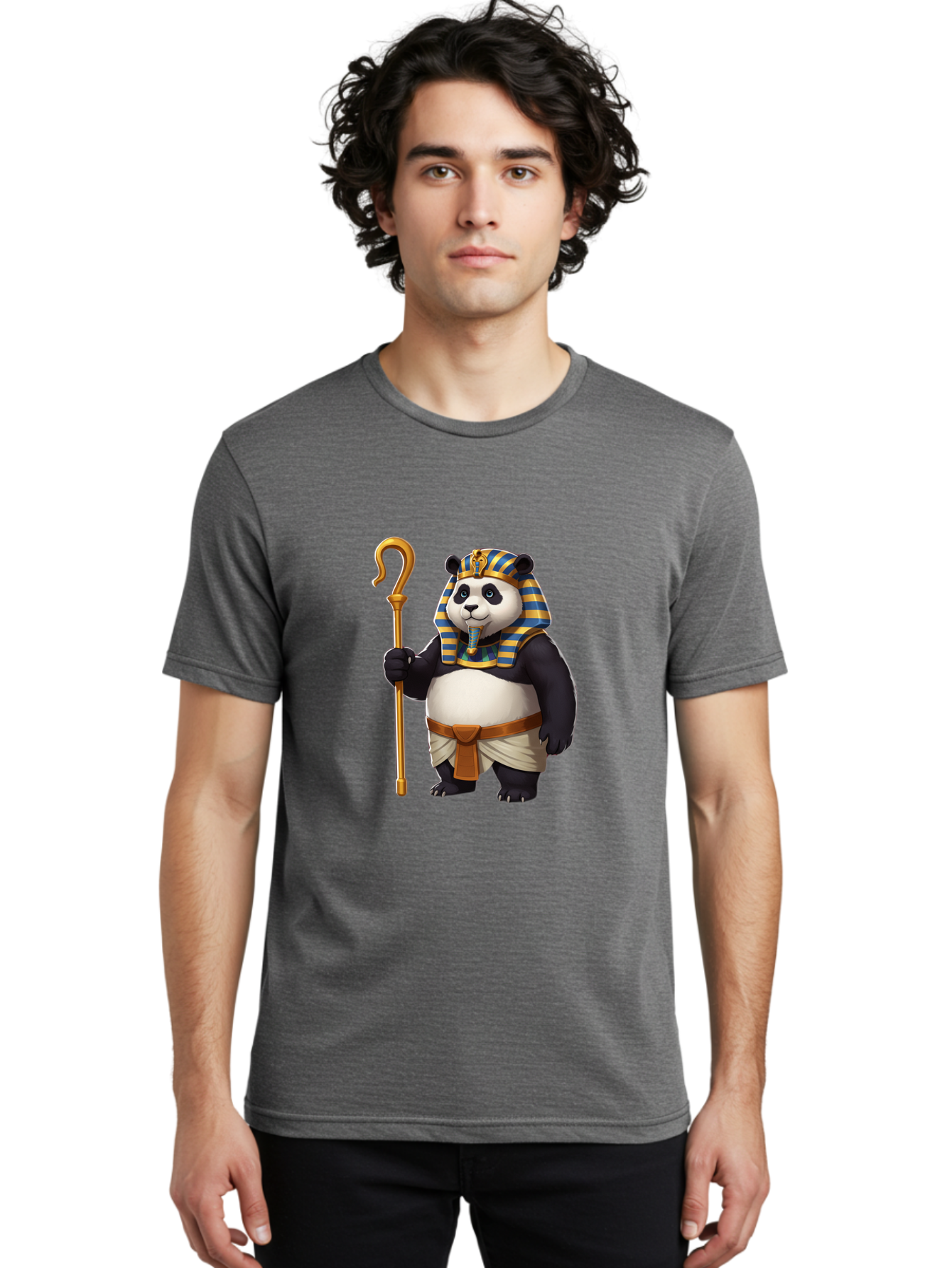 Pharaoh-Panda-1 Men'S Graphic Tee, 100% Cotton, Comfortable Casual Summer Wear, Machine Washable, Vintage Camera, Old Camera, Antique Camera, Black Camera, Classic Photography, Photography Equipment, Nostalgic Device, Film Camera, Camera Art Baf346