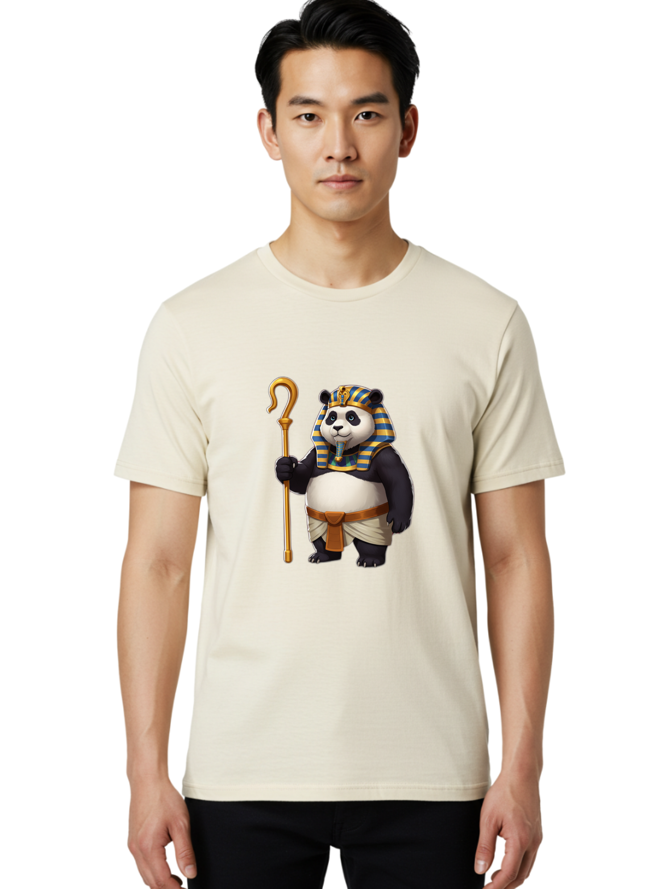 Pharaoh-Panda-1 Men'S Graphic Tee, 100% Cotton, Comfortable Casual Summer Wear, Machine Washable, Vintage Camera, Old Camera, Antique Camera, Black Camera, Classic Photography, Photography Equipment, Nostalgic Device, Film Camera, Camera Art Baf346