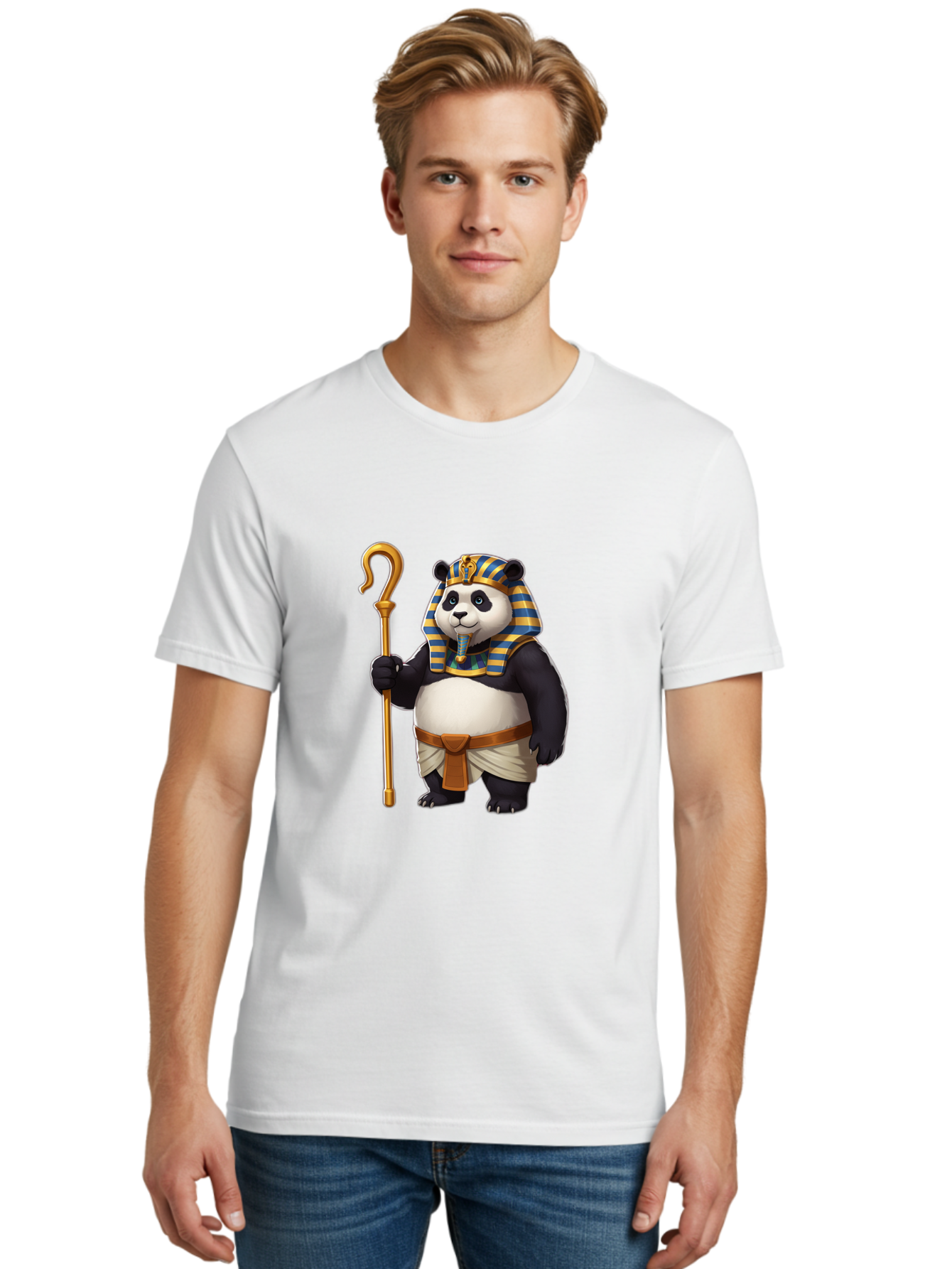 Pharaoh-Panda-1 Men'S Graphic Tee, 100% Cotton, Comfortable Casual Summer Wear, Machine Washable, Vintage Camera, Old Camera, Antique Camera, Black Camera, Classic Photography, Photography Equipment, Nostalgic Device, Film Camera, Camera Art Baf346