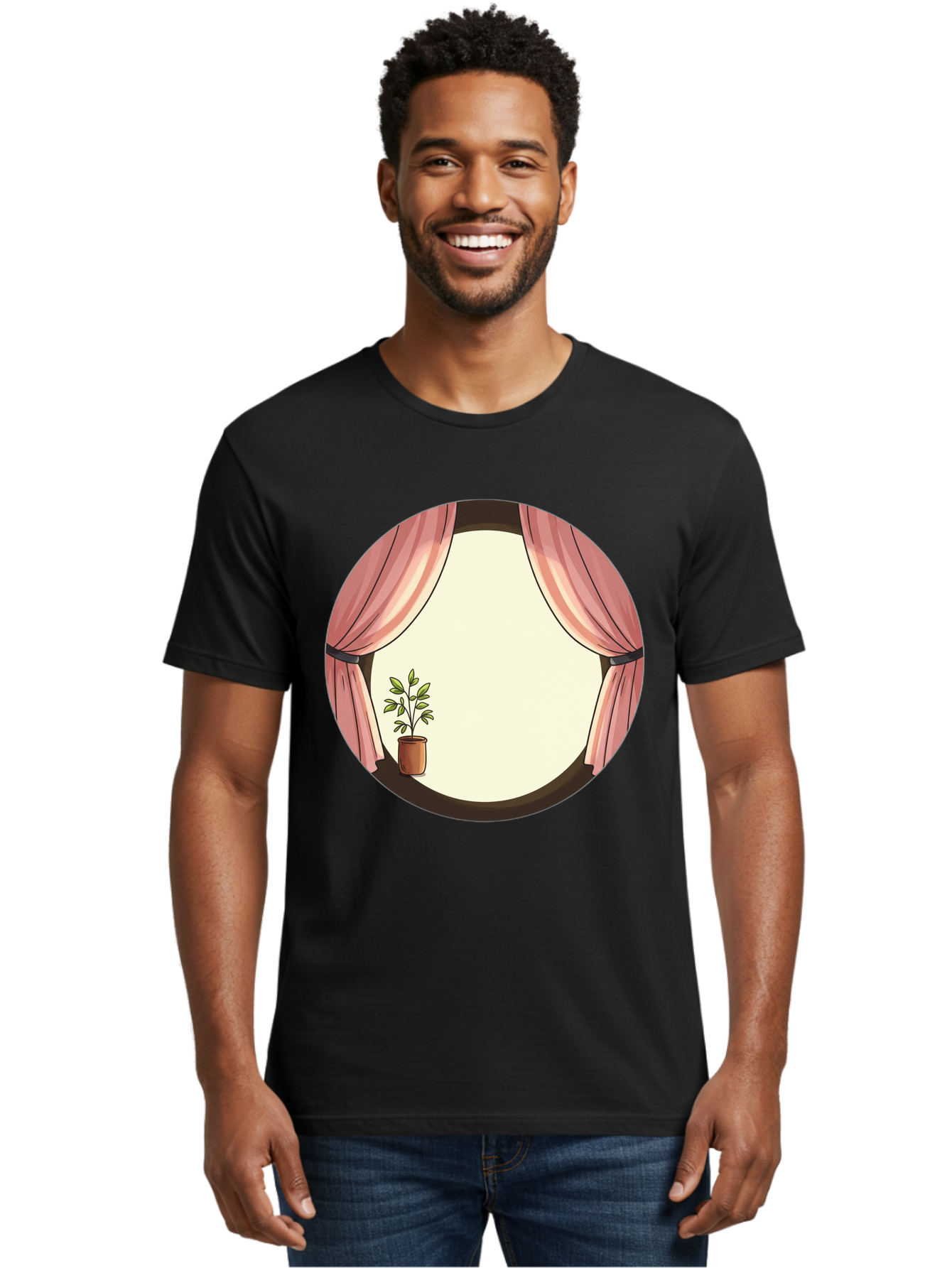 Pink-Curtain-Potted-Plant Men'S Graphic Tee, 100% Cotton, Comfortable Casual Summer Wear, Machine Washable, Vintage Camera, Old Camera, Antique Camera, Black Camera, Classic Photography, Photography Equipment, Nostalgic Device, Film Camera, Baf350