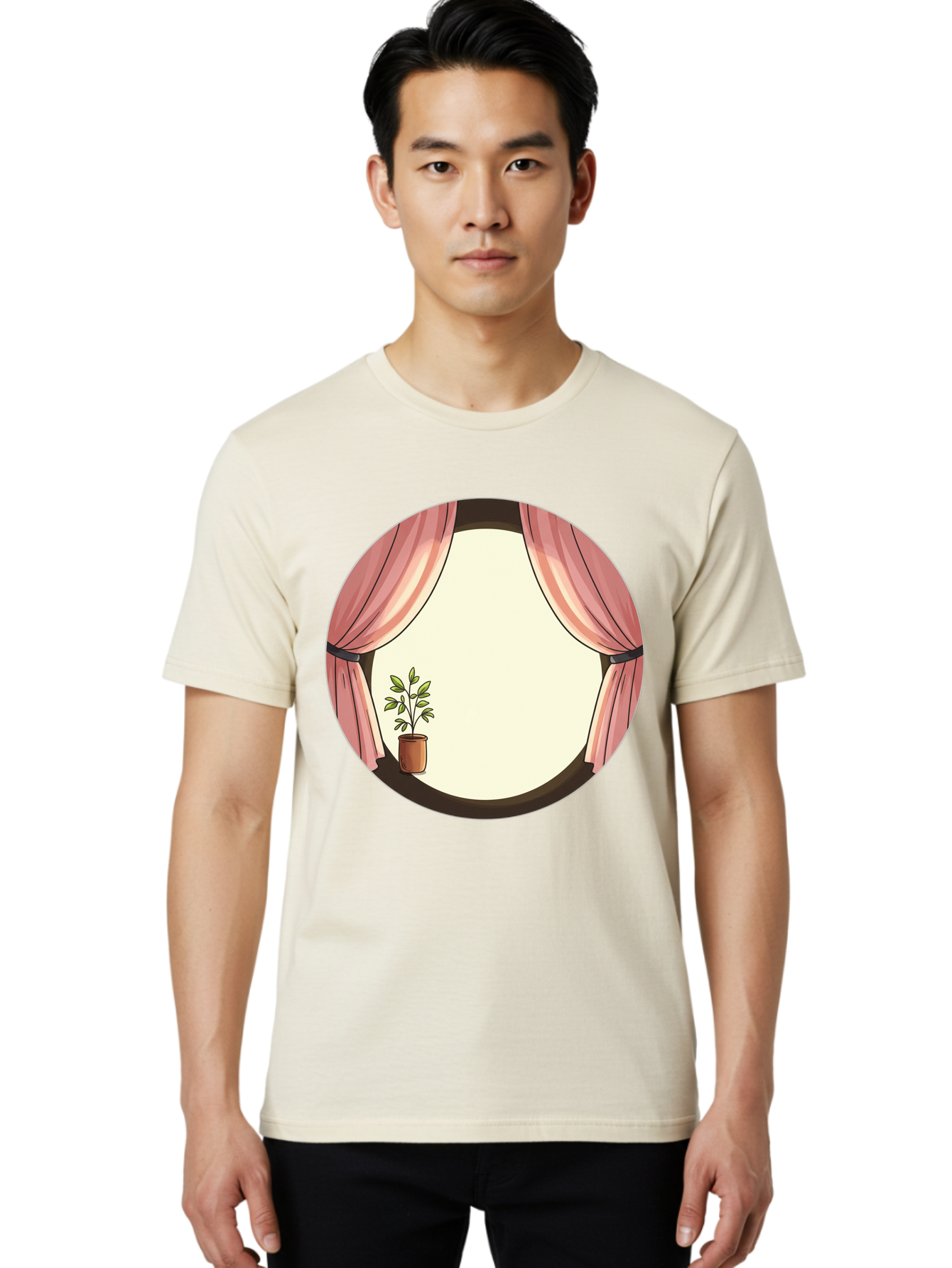 Pink-Curtain-Potted-Plant Men'S Graphic Tee, 100% Cotton, Comfortable Casual Summer Wear, Machine Washable, Vintage Camera, Old Camera, Antique Camera, Black Camera, Classic Photography, Photography Equipment, Nostalgic Device, Film Camera, Baf350