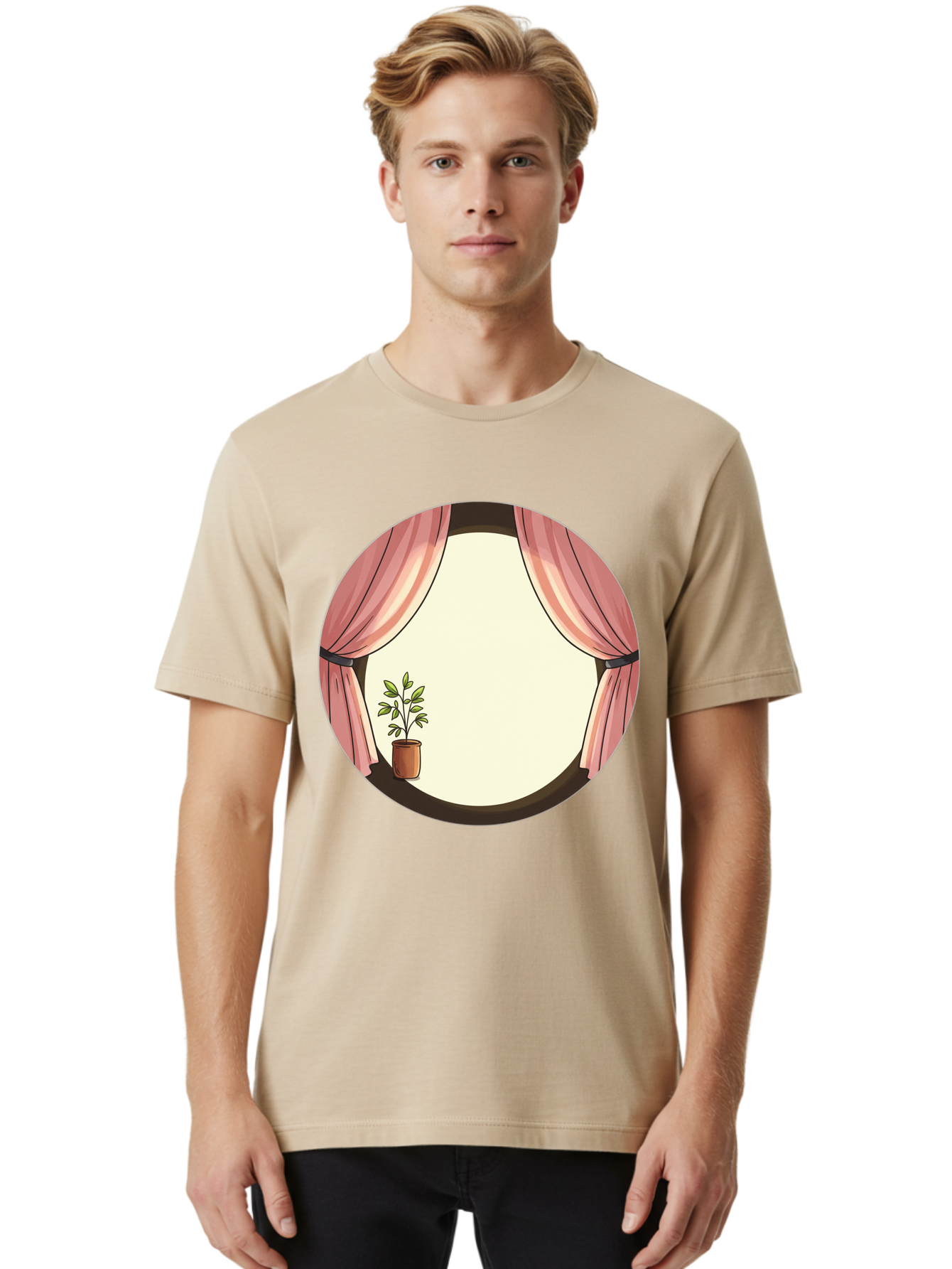 Pink-Curtain-Potted-Plant Men'S Graphic Tee, 100% Cotton, Comfortable Casual Summer Wear, Machine Washable, Vintage Camera, Old Camera, Antique Camera, Black Camera, Classic Photography, Photography Equipment, Nostalgic Device, Film Camera, Baf350