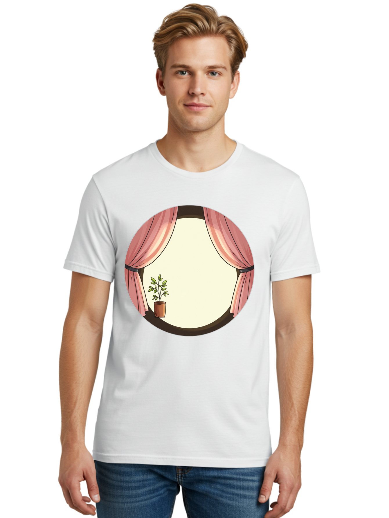 Pink-Curtain-Potted-Plant Men'S Graphic Tee, 100% Cotton, Comfortable Casual Summer Wear, Machine Washable, Vintage Camera, Old Camera, Antique Camera, Black Camera, Classic Photography, Photography Equipment, Nostalgic Device, Film Camera, Baf350