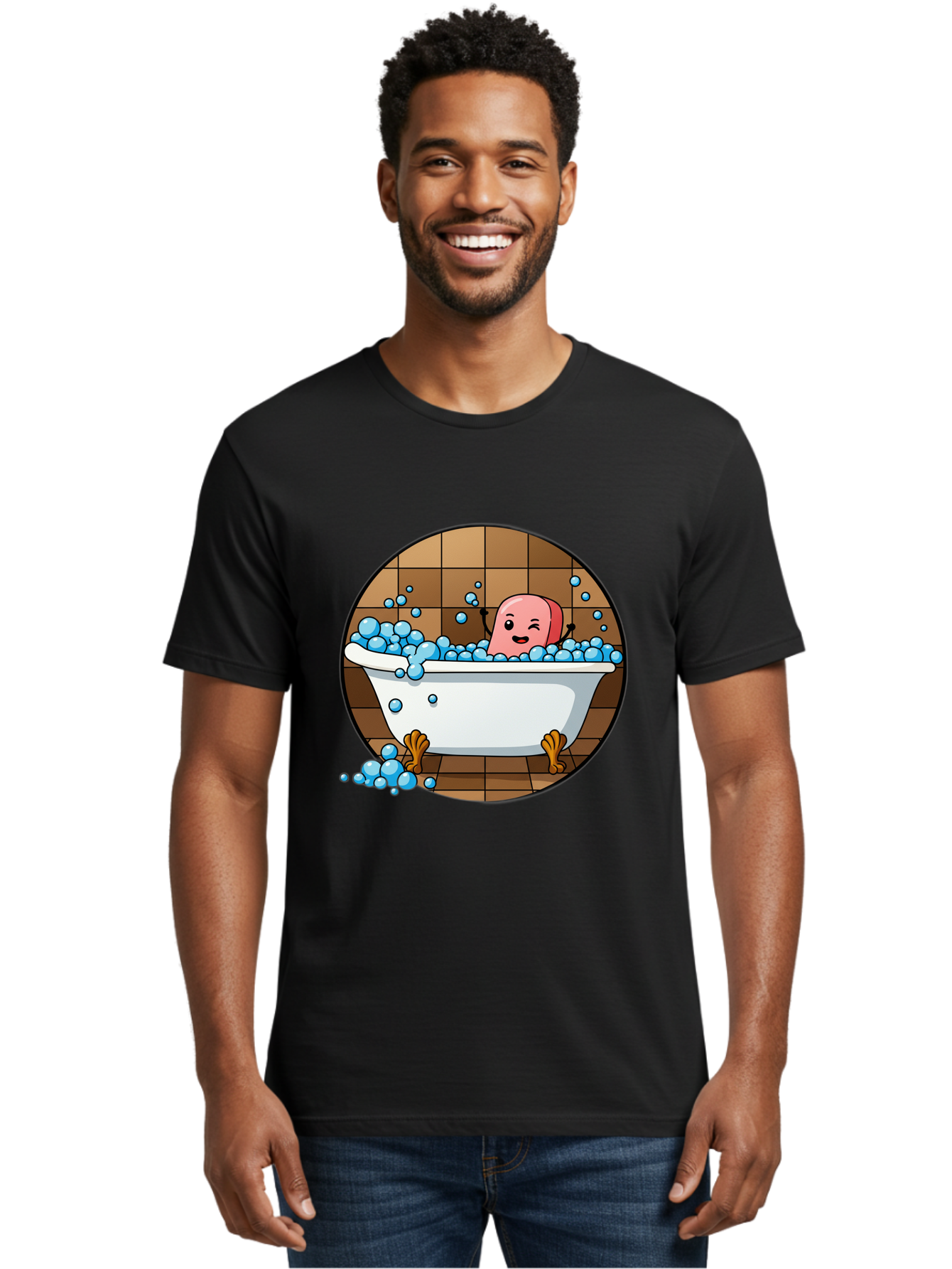 Pink-Head-In-White-Bathtub Men'S Graphic Tee, 100% Cotton, Comfortable Casual Summer Wear, Machine Washable, Vintage Camera, Old Camera, Antique Camera, Black Camera, Classic Photography, Photography Equipment, Nostalgic Device, Film Camera, Baf352