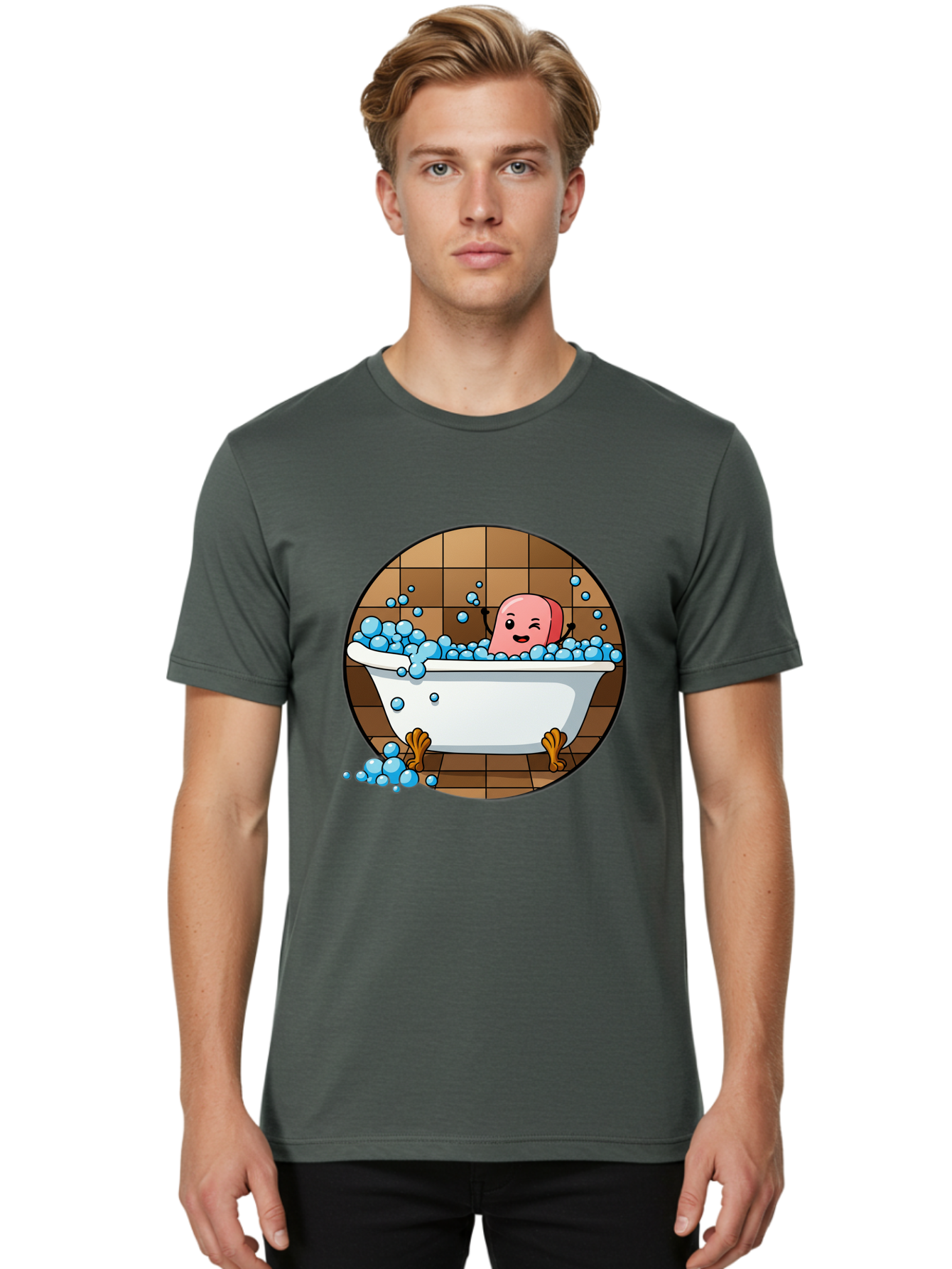 Pink-Head-In-White-Bathtub Men'S Graphic Tee, 100% Cotton, Comfortable Casual Summer Wear, Machine Washable, Vintage Camera, Old Camera, Antique Camera, Black Camera, Classic Photography, Photography Equipment, Nostalgic Device, Film Camera, Baf352
