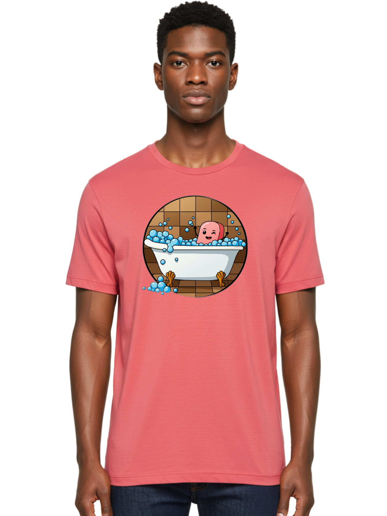Pink-Head-In-White-Bathtub Men'S Graphic Tee, 100% Cotton, Comfortable Casual Summer Wear, Machine Washable, Vintage Camera, Old Camera, Antique Camera, Black Camera, Classic Photography, Photography Equipment, Nostalgic Device, Film Camera, Baf352