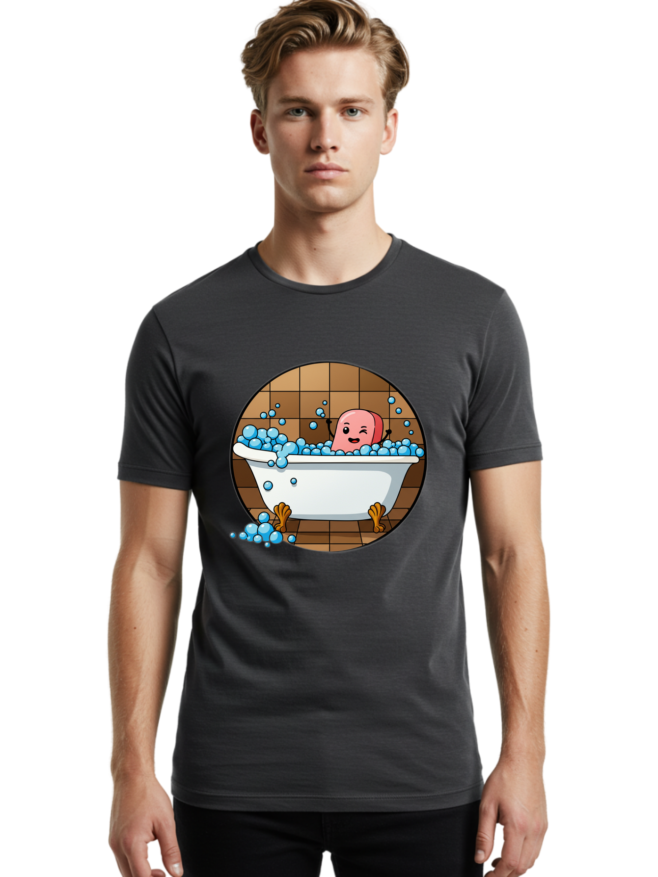 Pink-Head-In-White-Bathtub Men'S Graphic Tee, 100% Cotton, Comfortable Casual Summer Wear, Machine Washable, Vintage Camera, Old Camera, Antique Camera, Black Camera, Classic Photography, Photography Equipment, Nostalgic Device, Film Camera, Baf352