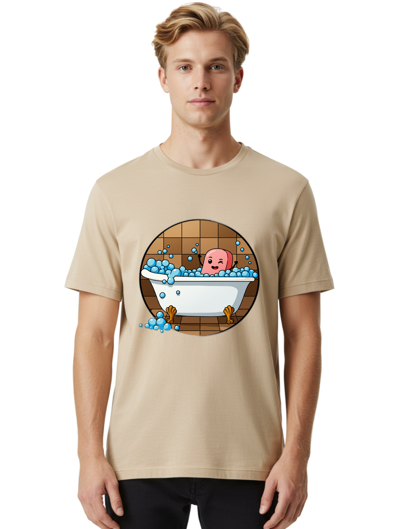 Pink-Head-In-White-Bathtub Men'S Graphic Tee, 100% Cotton, Comfortable Casual Summer Wear, Machine Washable, Vintage Camera, Old Camera, Antique Camera, Black Camera, Classic Photography, Photography Equipment, Nostalgic Device, Film Camera, Baf352