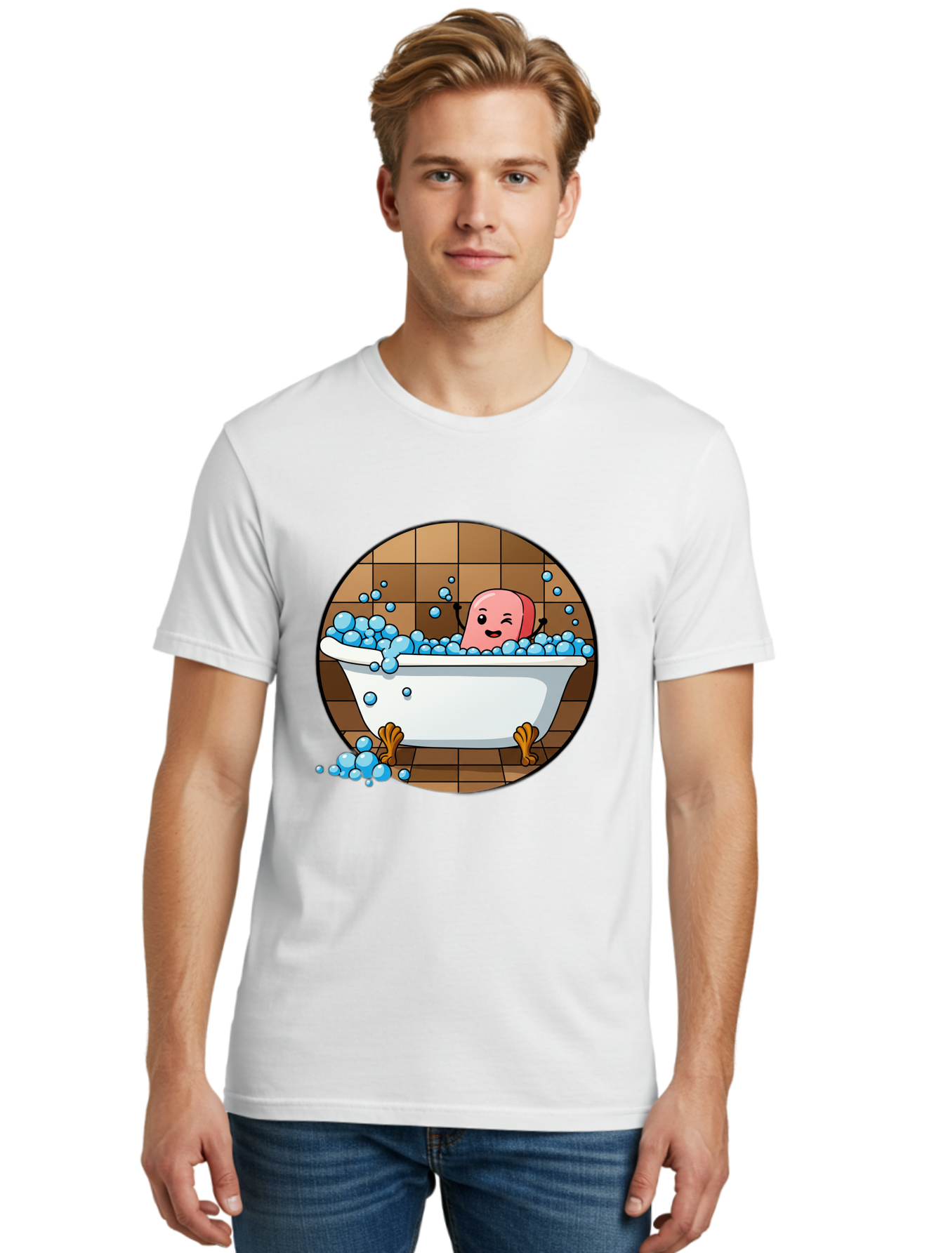 Pink-Head-In-White-Bathtub Men'S Graphic Tee, 100% Cotton, Comfortable Casual Summer Wear, Machine Washable, Vintage Camera, Old Camera, Antique Camera, Black Camera, Classic Photography, Photography Equipment, Nostalgic Device, Film Camera, Baf352