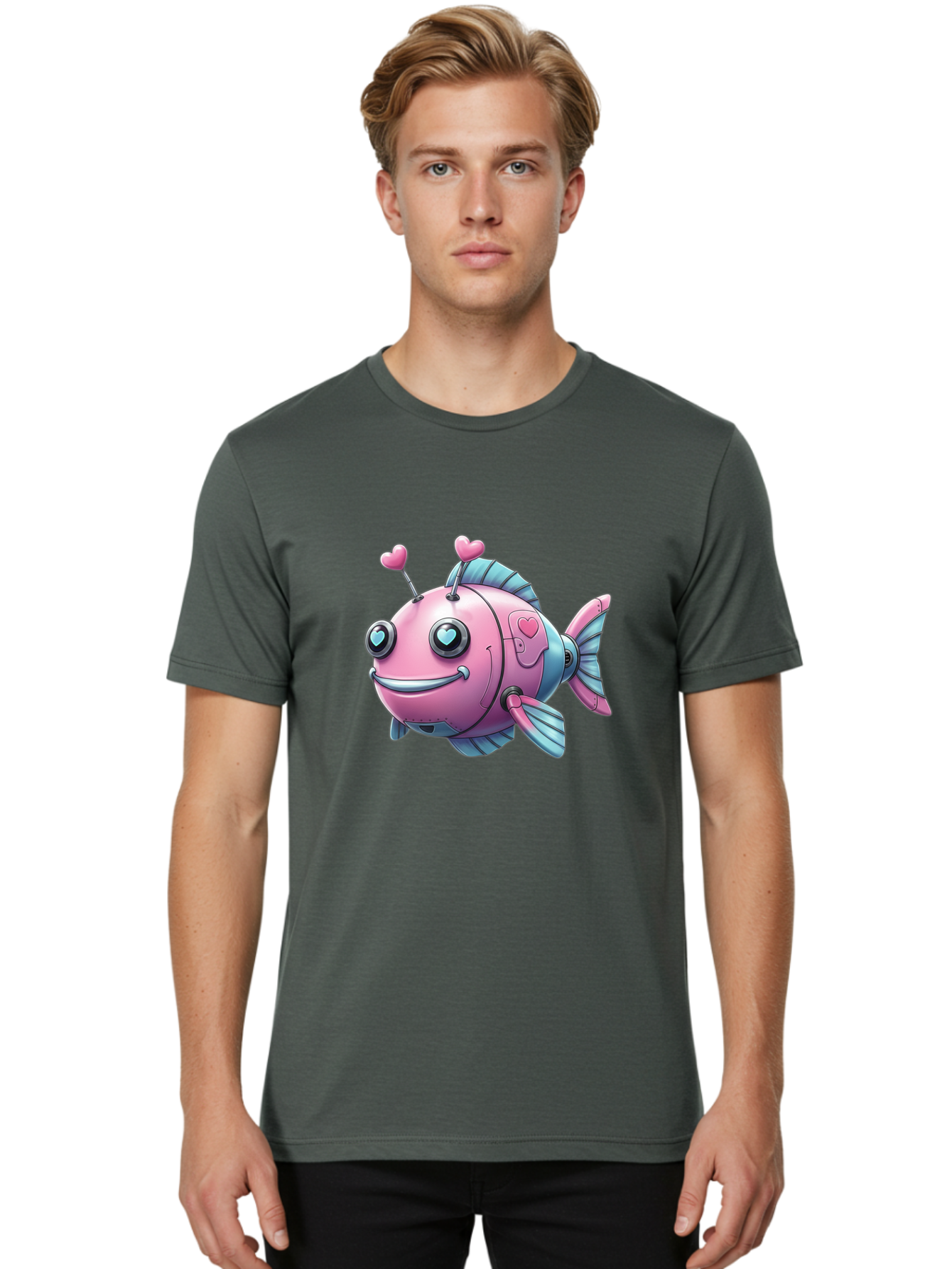Pink-Robot-Fish Men'S Graphic Tee, 100% Cotton, Comfortable Casual Summer Wear, Machine Washable, Vintage Camera, Old Camera, Antique Camera, Black Camera, Classic Photography, Photography Equipment, Nostalgic Device, Film Camera, Camera Art Baf354