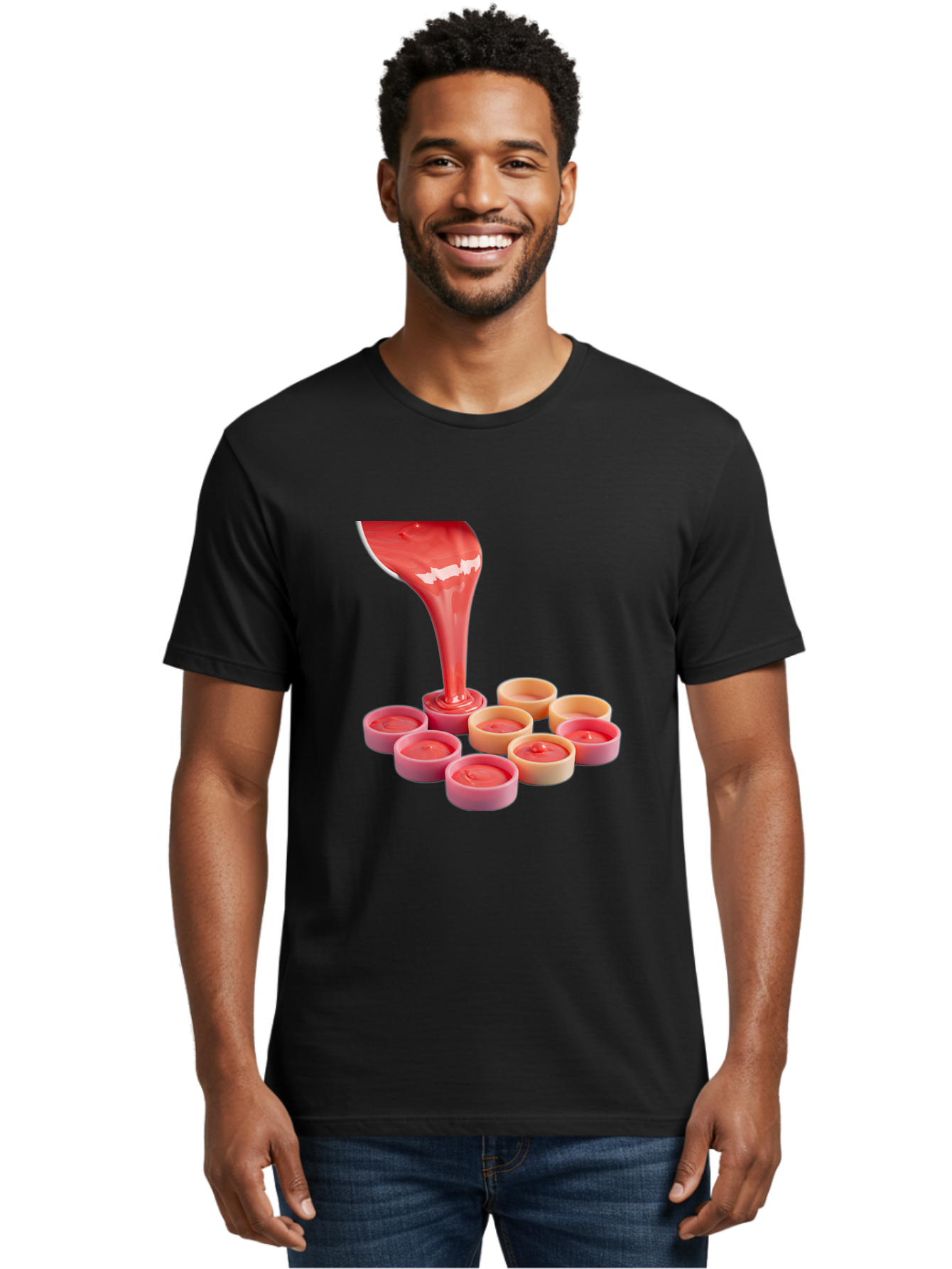 Pink-Sauce-Pouring-Into-Containers Men'S Graphic Tee, 100% Cotton, Comfortable Casual Summer Wear, Machine Washable, Vintage Camera, Old Camera, Antique Camera, Black Camera, Classic Photography, Photography Equipment, Nostalgic Device, Baf355