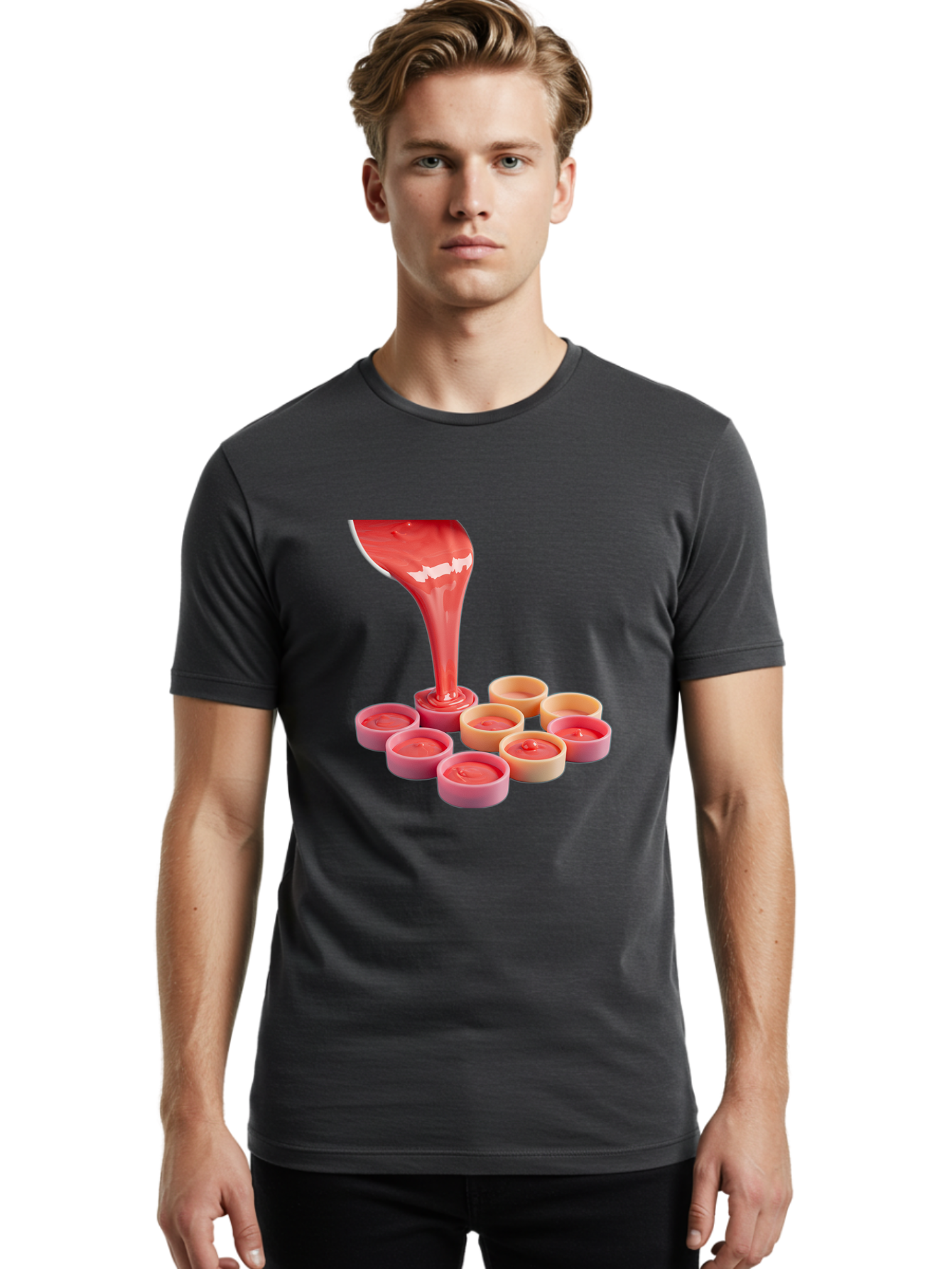 Pink-Sauce-Pouring-Into-Containers Men'S Graphic Tee, 100% Cotton, Comfortable Casual Summer Wear, Machine Washable, Vintage Camera, Old Camera, Antique Camera, Black Camera, Classic Photography, Photography Equipment, Nostalgic Device, Baf355