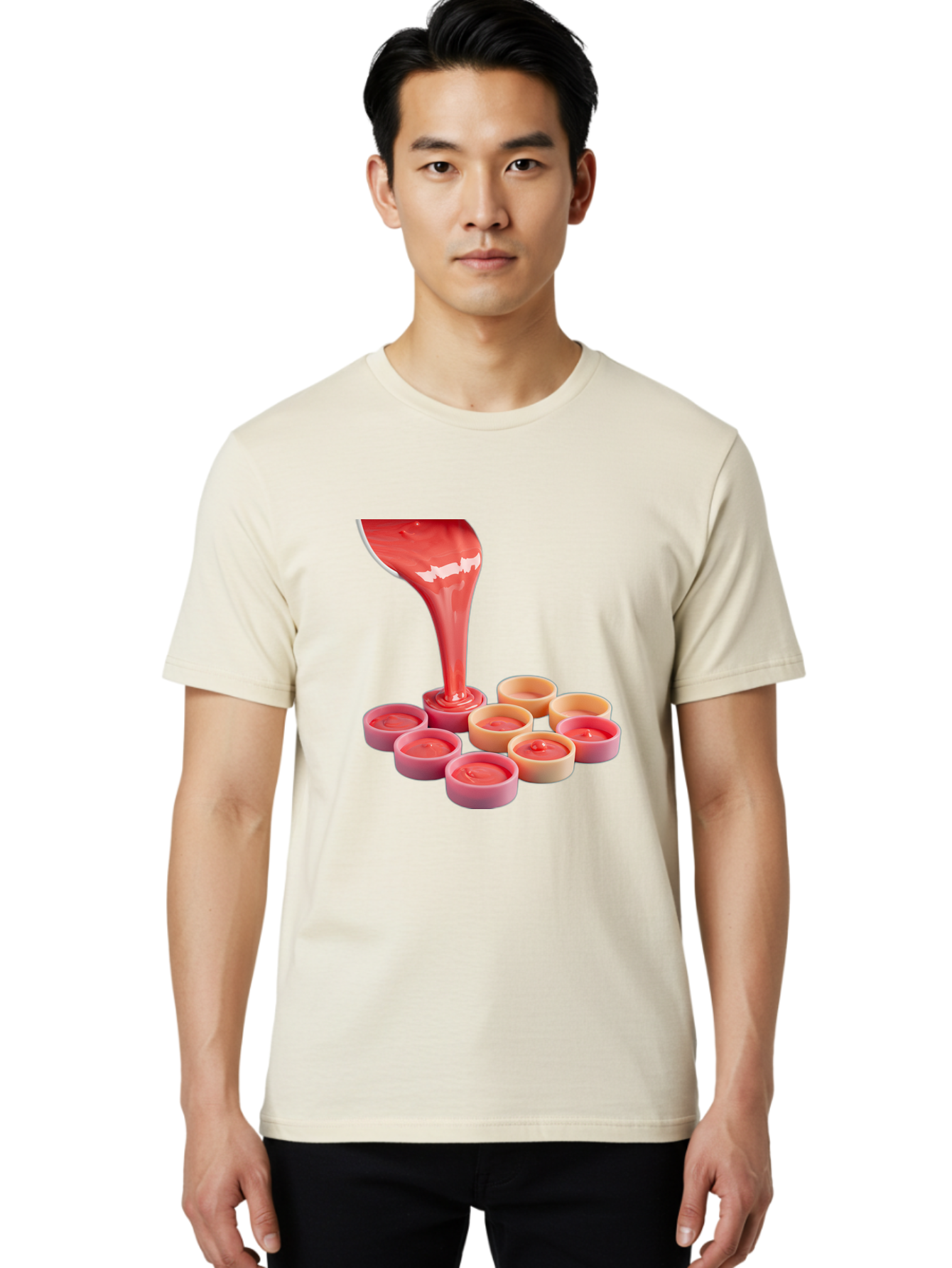 Pink-Sauce-Pouring-Into-Containers Men'S Graphic Tee, 100% Cotton, Comfortable Casual Summer Wear, Machine Washable, Vintage Camera, Old Camera, Antique Camera, Black Camera, Classic Photography, Photography Equipment, Nostalgic Device, Baf355