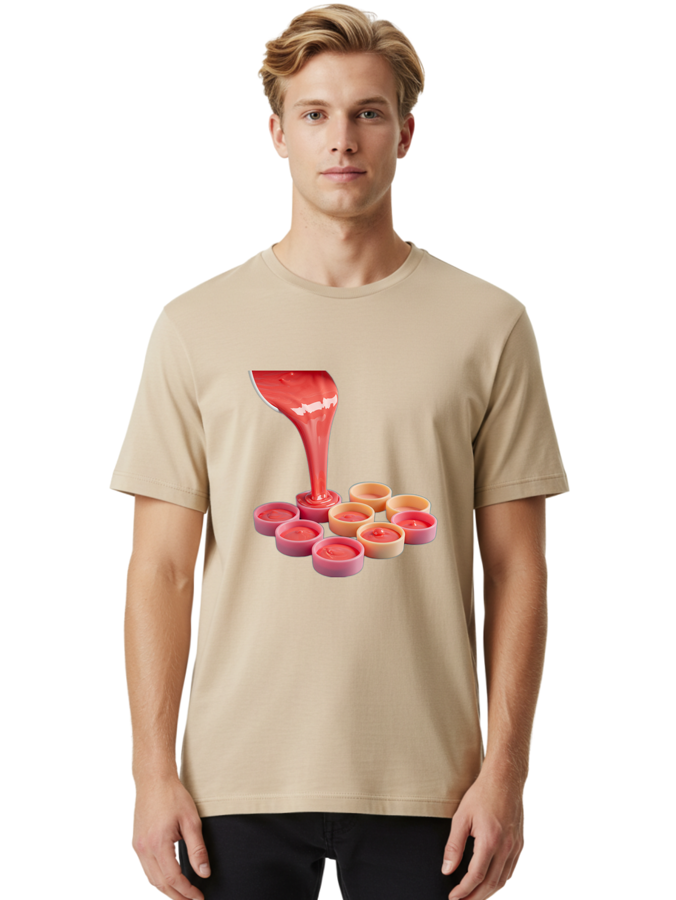 Pink-Sauce-Pouring-Into-Containers Men'S Graphic Tee, 100% Cotton, Comfortable Casual Summer Wear, Machine Washable, Vintage Camera, Old Camera, Antique Camera, Black Camera, Classic Photography, Photography Equipment, Nostalgic Device, Baf355