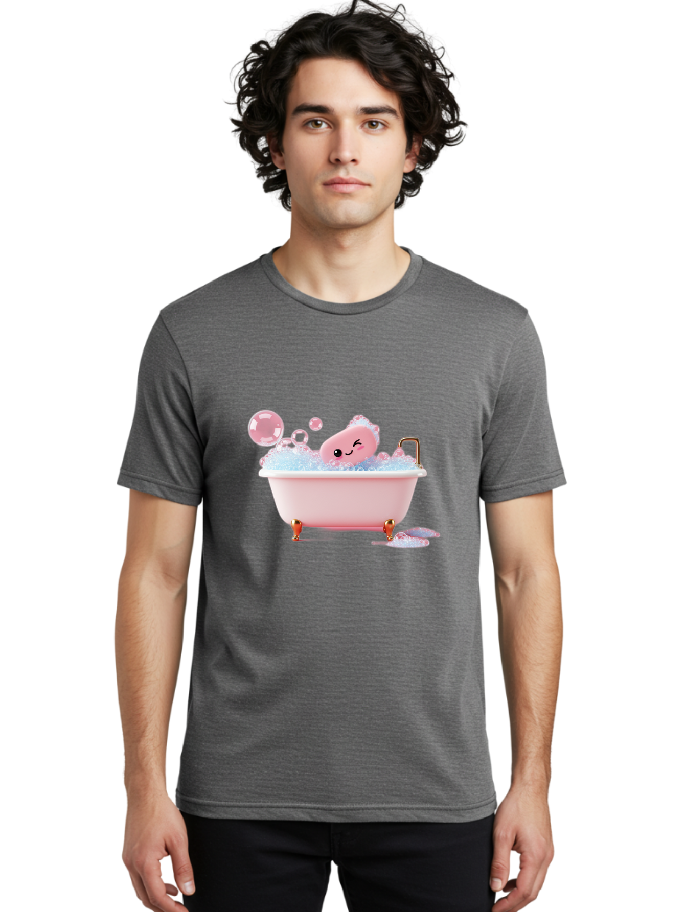 Pink-Soap-Character-In-Bathtub Men'S Graphic Tee, 100% Cotton, Comfortable Casual Summer Wear, Machine Washable, Vintage Camera, Old Camera, Antique Camera, Black Camera, Classic Photography, Photography Equipment, Nostalgic Device, Baf357
