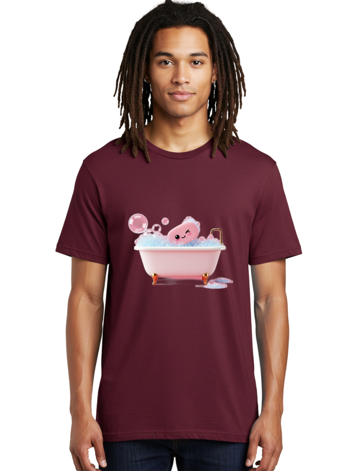 Pink-Soap-Character-In-Bathtub Men'S Graphic Tee, 100% Cotton, Comfortable Casual Summer Wear, Machine Washable, Vintage Camera, Old Camera, Antique Camera, Black Camera, Classic Photography, Photography Equipment, Nostalgic Device, Baf357