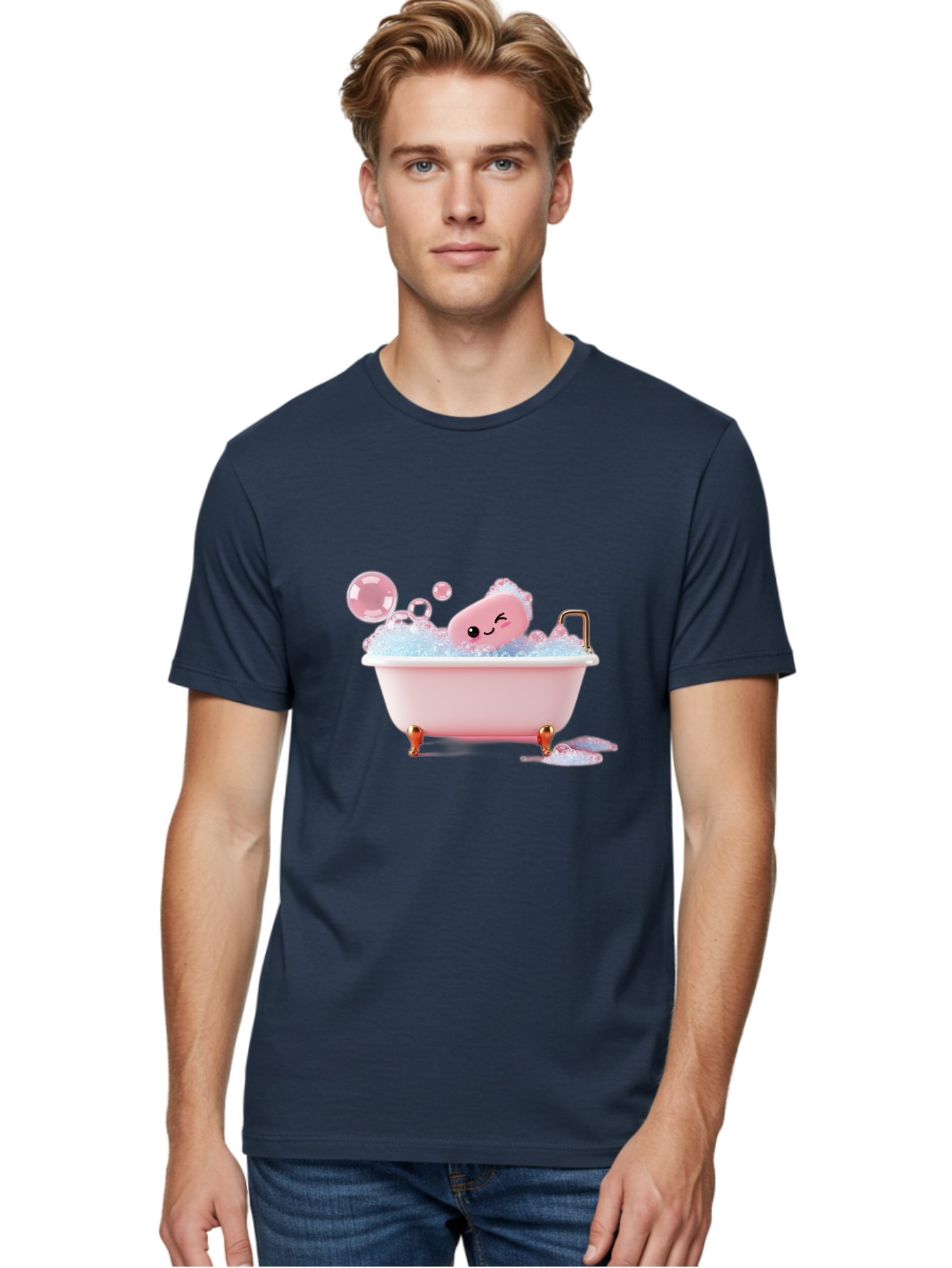 Pink-Soap-Character-In-Bathtub Men'S Graphic Tee, 100% Cotton, Comfortable Casual Summer Wear, Machine Washable, Vintage Camera, Old Camera, Antique Camera, Black Camera, Classic Photography, Photography Equipment, Nostalgic Device, Baf357