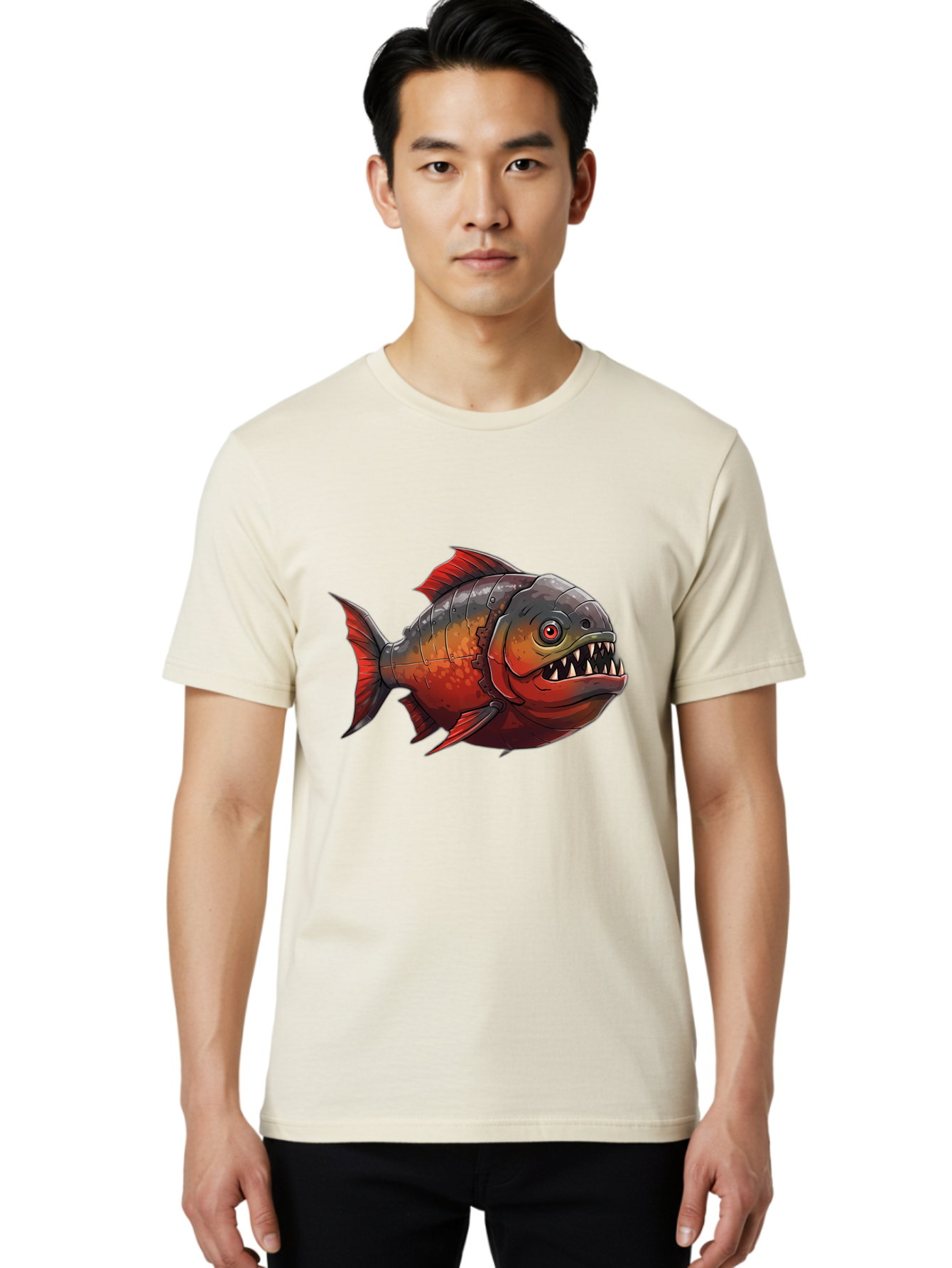 Piranha Men'S Graphic Tee, 100% Cotton, Comfortable Casual Summer Wear, Machine Washable, Vintage Camera, Old Camera, Antique Camera, Black Camera, Classic Photography, Photography Equipment, Nostalgic Device, Film Camera, Camera Art Baf360
