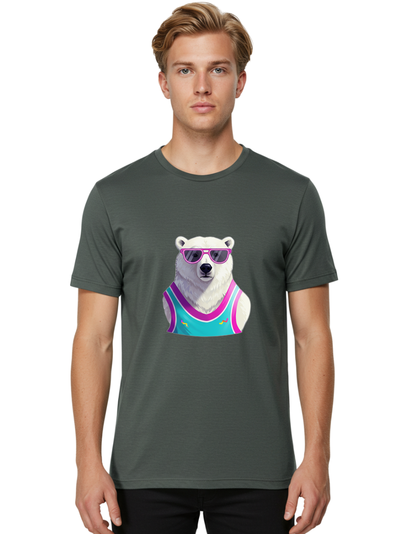 Polar-Bear-1 Men'S Graphic Tee, 100% Cotton, Comfortable Casual Summer Wear, Machine Washable, Vintage Camera, Old Camera, Antique Camera, Black Camera, Classic Photography, Photography Equipment, Nostalgic Device, Film Camera, Camera Art Baf362
