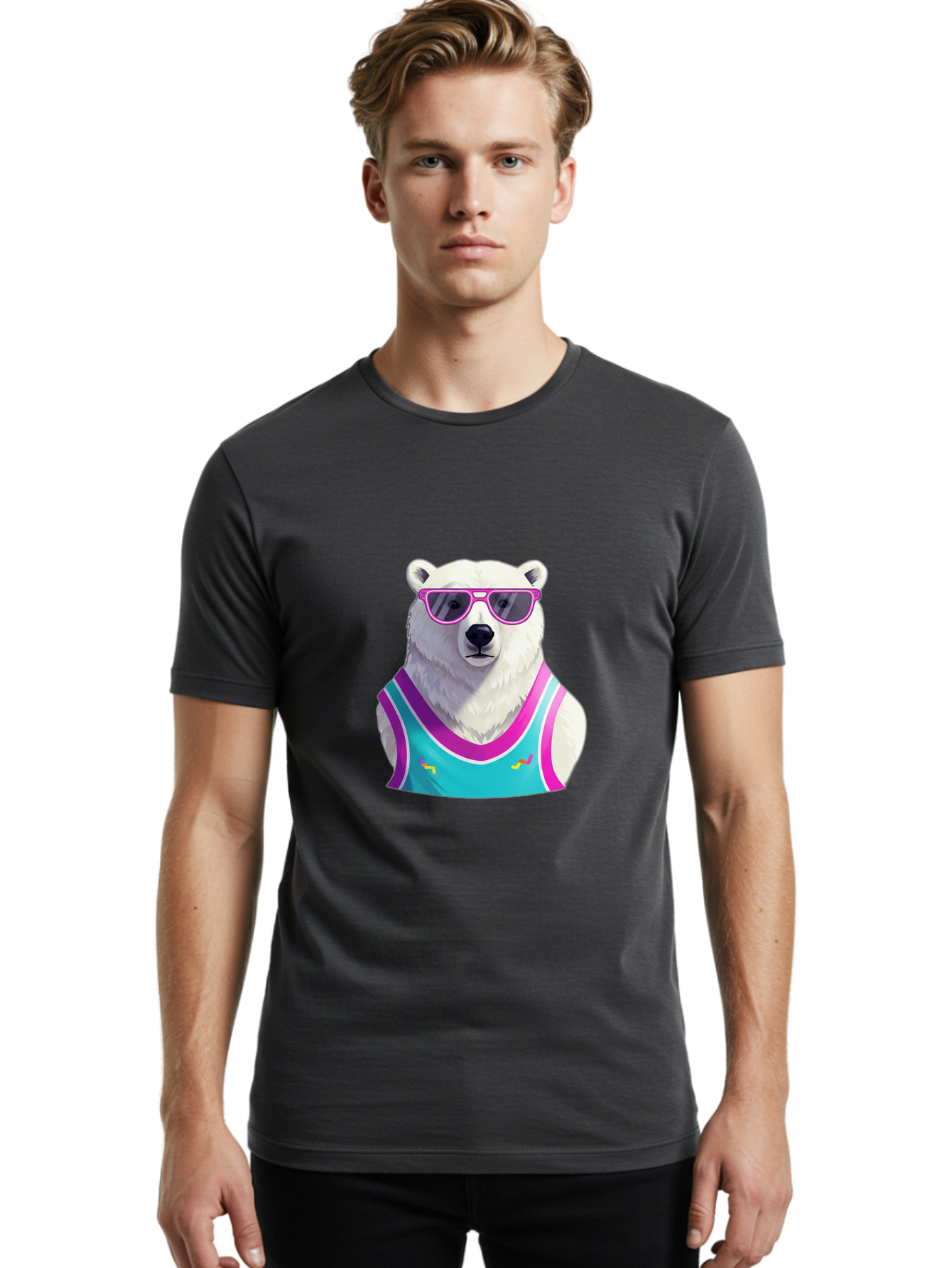 Polar-Bear-1 Men'S Graphic Tee, 100% Cotton, Comfortable Casual Summer Wear, Machine Washable, Vintage Camera, Old Camera, Antique Camera, Black Camera, Classic Photography, Photography Equipment, Nostalgic Device, Film Camera, Camera Art Baf362