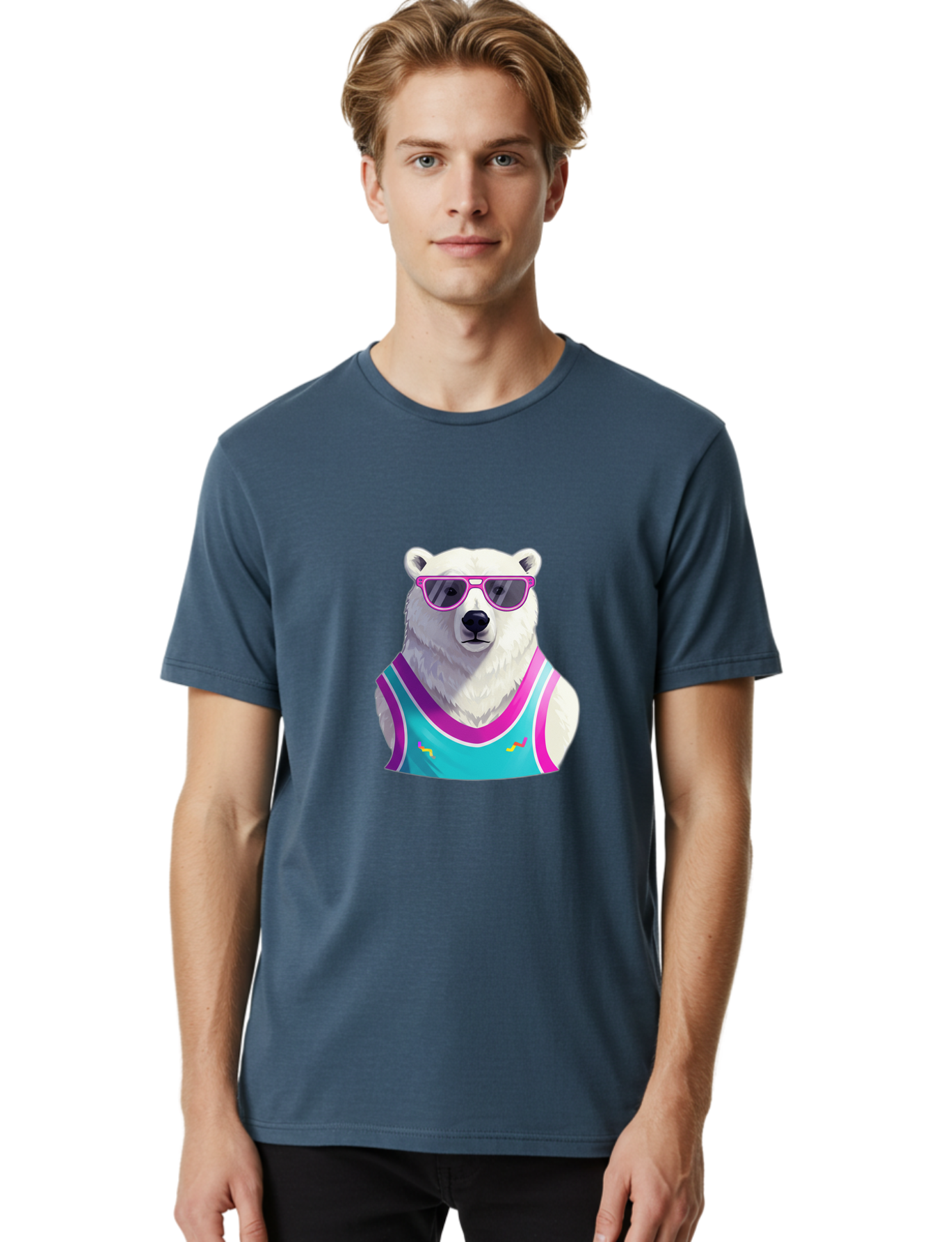 Polar-Bear-1 Men'S Graphic Tee, 100% Cotton, Comfortable Casual Summer Wear, Machine Washable, Vintage Camera, Old Camera, Antique Camera, Black Camera, Classic Photography, Photography Equipment, Nostalgic Device, Film Camera, Camera Art Baf362