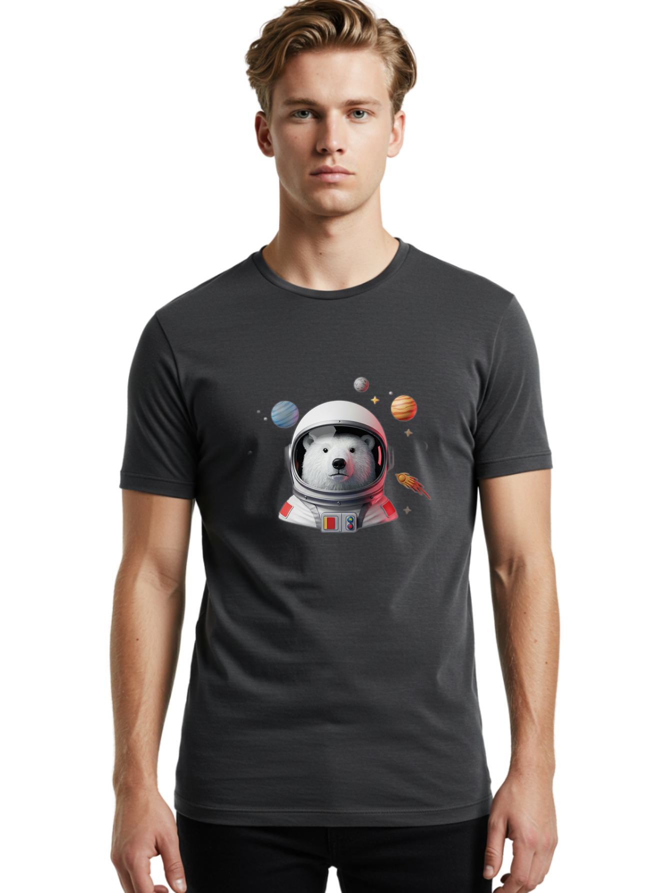 Polar-Bear-Astronaut-4 Men'S Graphic Tee, 100% Cotton, Comfortable Casual Summer Wear, Machine Washable, Vintage Camera, Old Camera, Antique Camera, Black Camera, Classic Photography, Photography Equipment, Nostalgic Device, Film Camera, Baf385