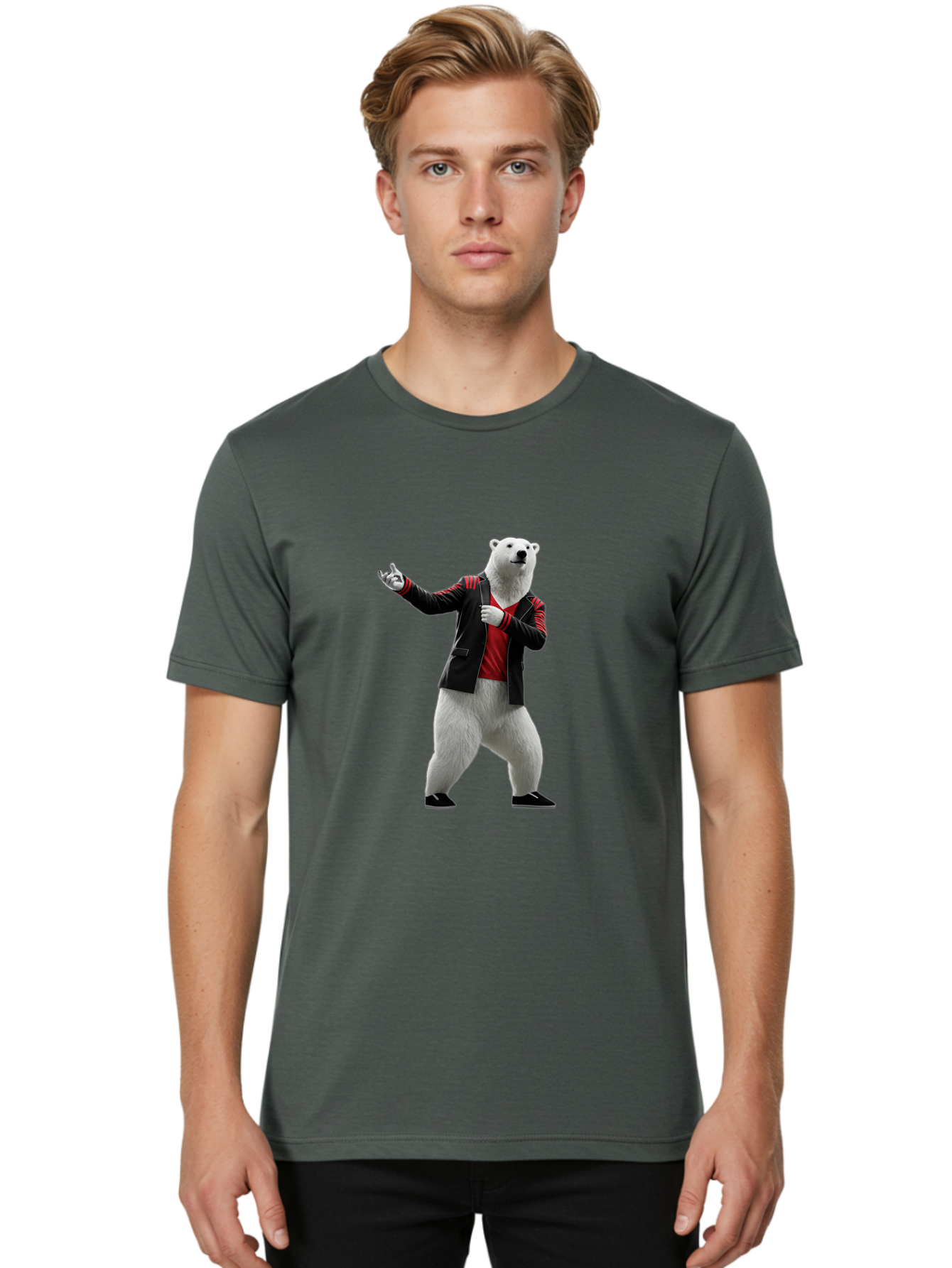 Polar-Bear-In-Jacket Men'S Graphic Tee, 100% Cotton, Comfortable Casual Summer Wear, Machine Washable, Vintage Camera, Old Camera, Antique Camera, Black Camera, Classic Photography, Photography Equipment, Nostalgic Device, Film Camera, Baf400