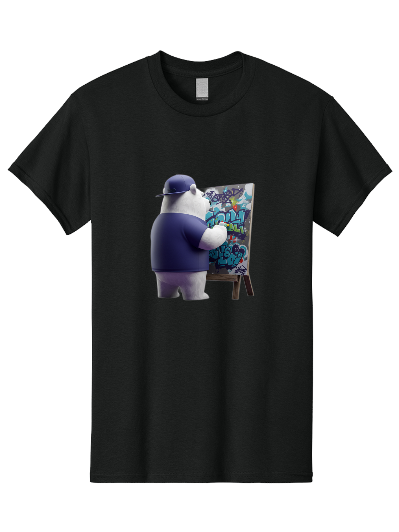 Polar-Bear-Painting-Graffiti Men'S Graphic Tee, 100% Cotton, Comfortable Casual Summer Wear, Machine Washable, Vintage Camera, Old Camera, Antique Camera, Black Camera, Classic Photography, Photography Equipment, Nostalgic Device, Film Camera, Baf406