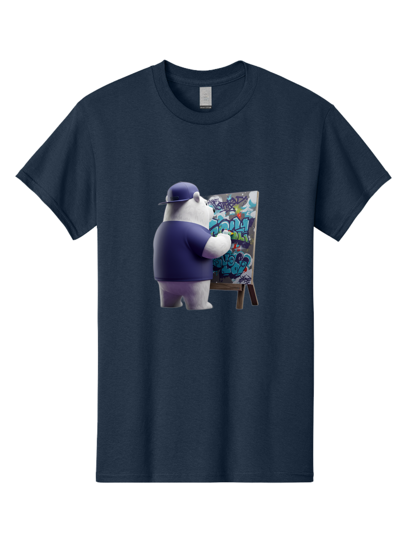 Polar-Bear-Painting-Graffiti Men'S Graphic Tee, 100% Cotton, Comfortable Casual Summer Wear, Machine Washable, Vintage Camera, Old Camera, Antique Camera, Black Camera, Classic Photography, Photography Equipment, Nostalgic Device, Film Camera, Baf406