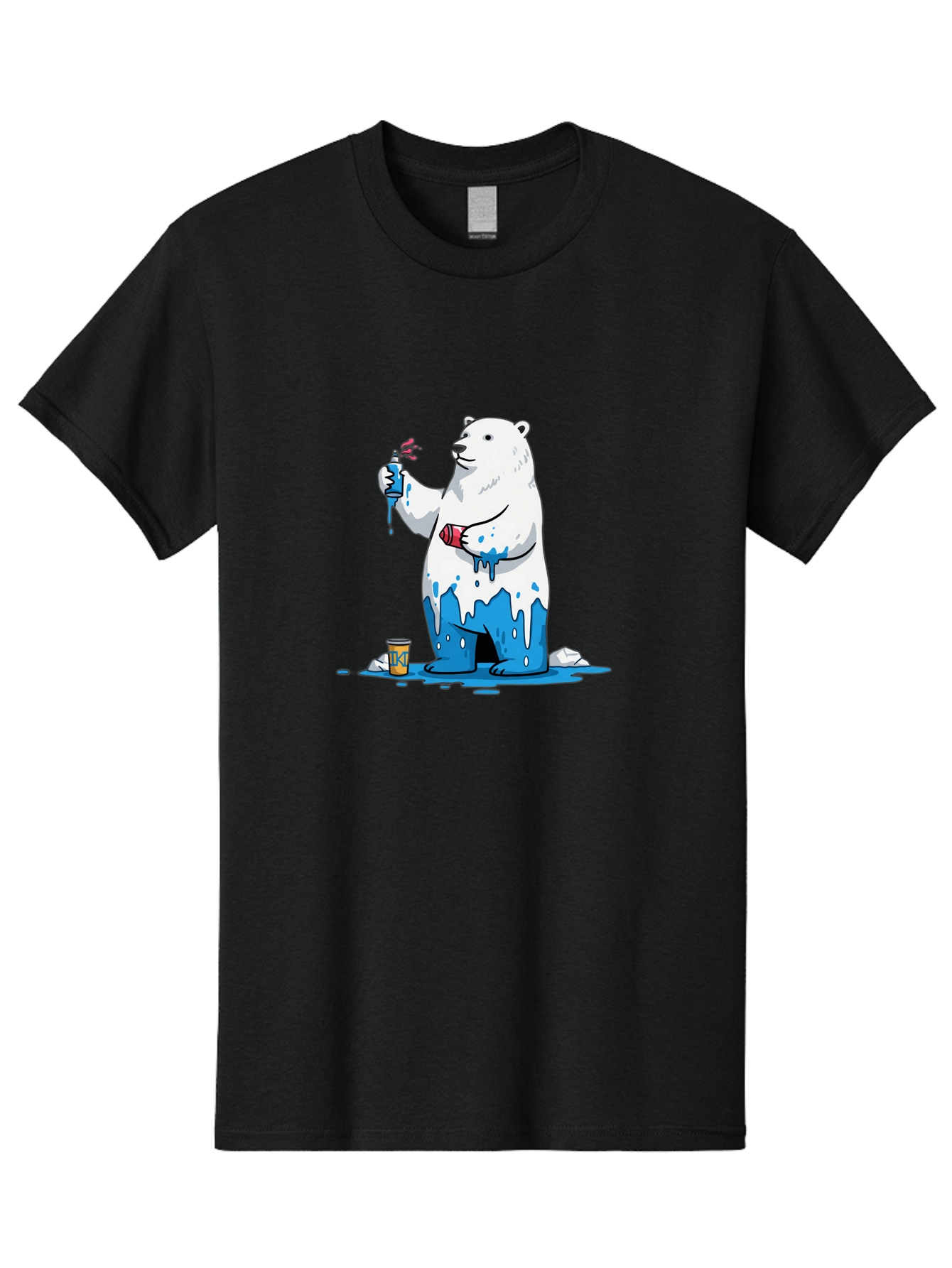 Polar-Bear-Painting Men'S Graphic Tee, 100% Cotton, Comfortable Casual Summer Wear, Machine Washable, Vintage Camera, Old Camera, Antique Camera, Black Camera, Classic Photography, Photography Equipment, Nostalgic Device, Film Camera, Baf407