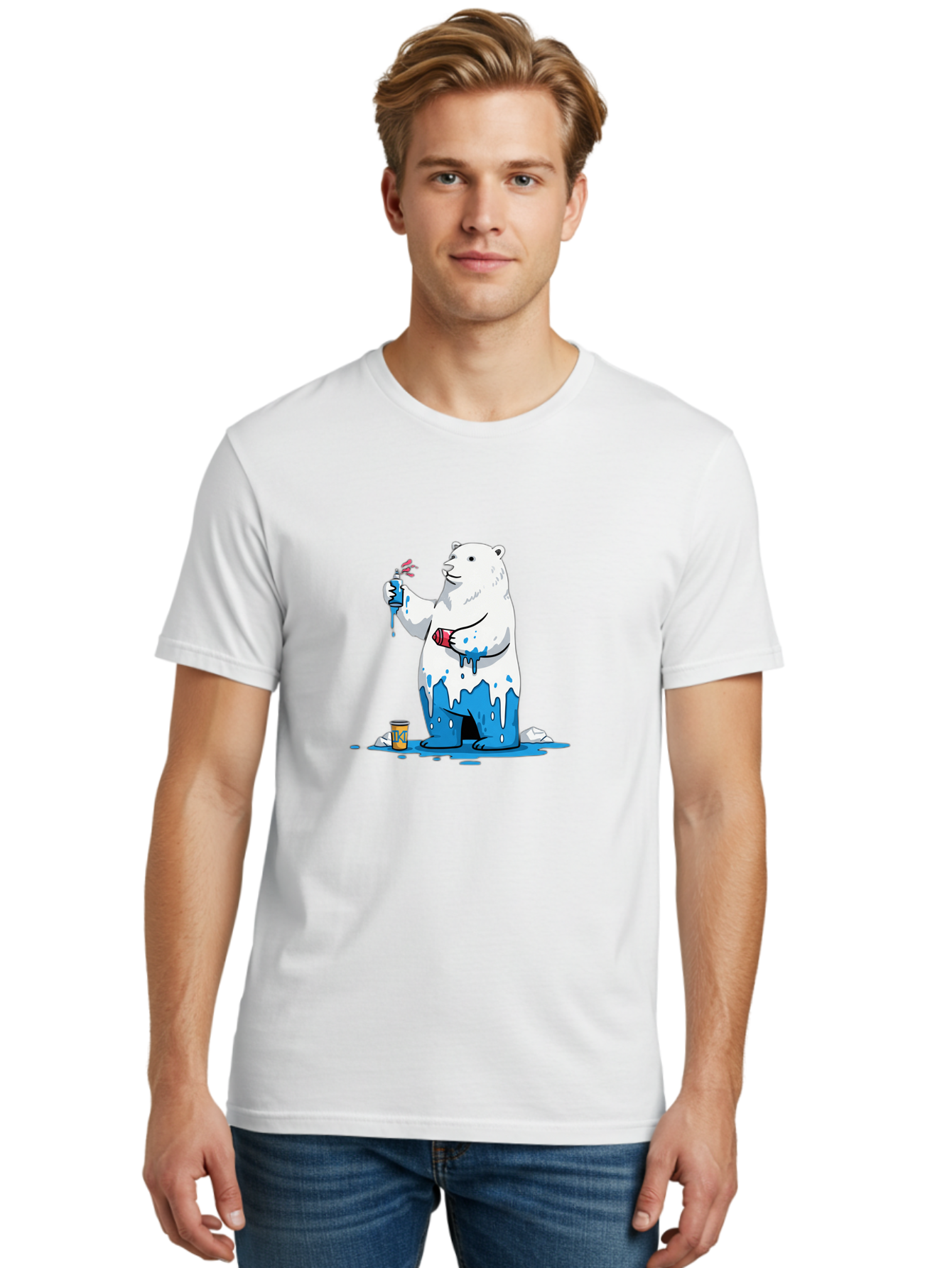 Polar-Bear-Painting Men'S Graphic Tee, 100% Cotton, Comfortable Casual Summer Wear, Machine Washable, Vintage Camera, Old Camera, Antique Camera, Black Camera, Classic Photography, Photography Equipment, Nostalgic Device, Film Camera, Baf407