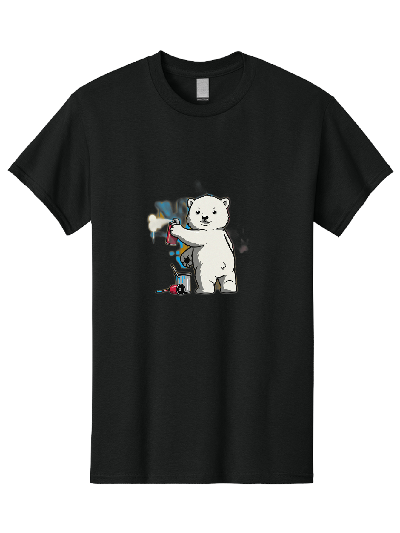 Polar-Bear-Spray-Painting-1 Men'S Graphic Tee, 100% Cotton, Comfortable Casual Summer Wear, Machine Washable, Vintage Camera, Old Camera, Antique Camera, Black Camera, Classic Photography, Photography Equipment, Nostalgic Device, Film Camera, Baf410