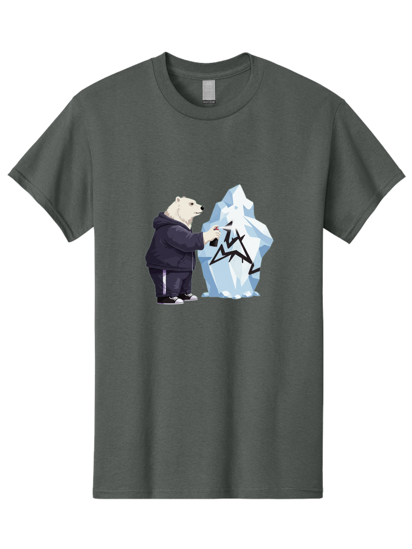 Polar-Bear-Spray-Painting-Iceberg Men'S Graphic Tee, 100% Cotton, Comfortable Casual Summer Wear, Machine Washable, Vintage Camera, Old Camera, Antique Camera, Black Camera, Classic Photography, Photography Equipment, Nostalgic Device, Baf411