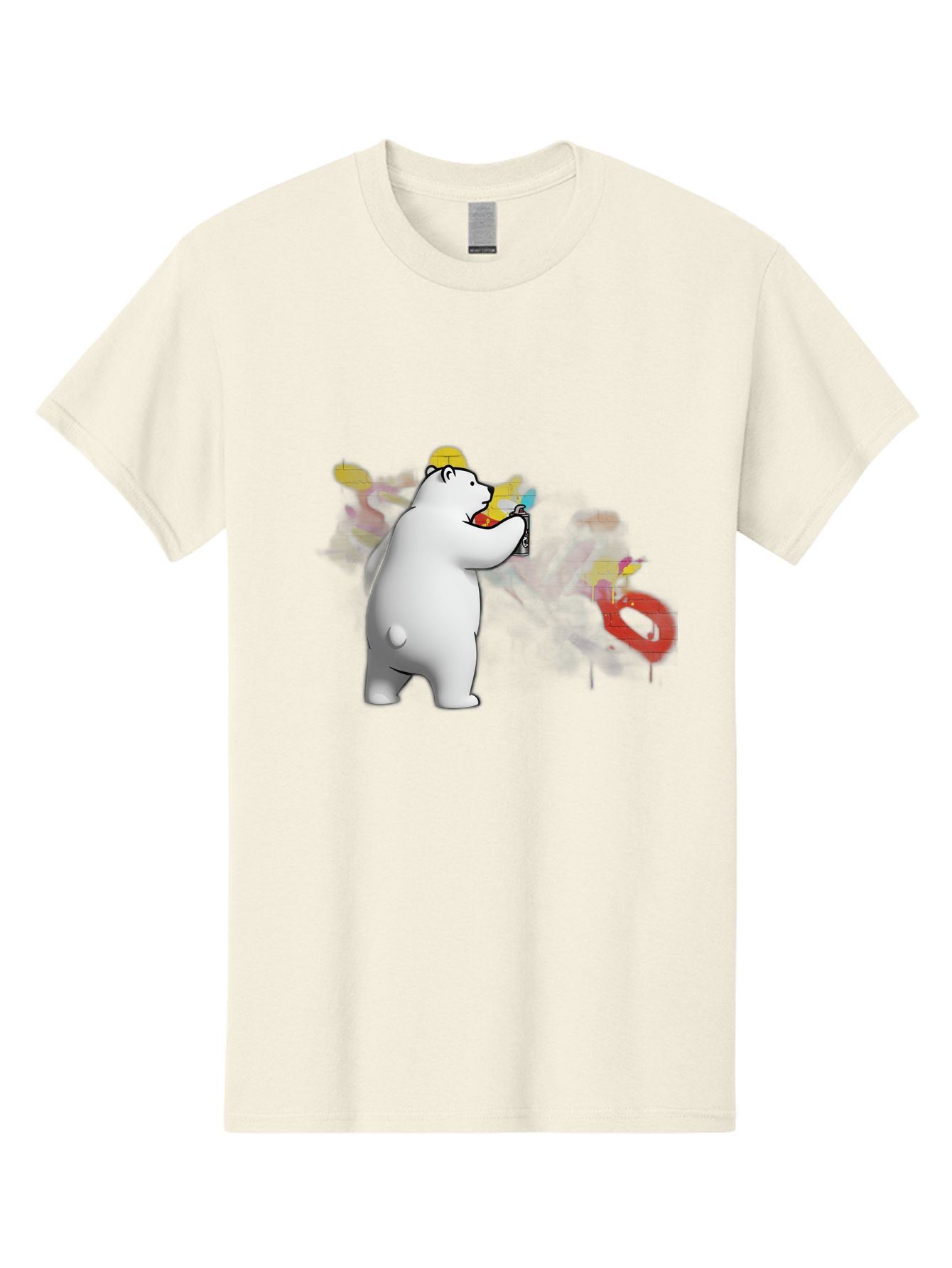 Polar-Bear-Spray-Painting Men'S Graphic Tee, 100% Cotton, Comfortable Casual Summer Wear, Machine Washable, Vintage Camera, Old Camera, Antique Camera, Black Camera, Classic Photography, Photography Equipment, Nostalgic Device, Film Camera, Baf412