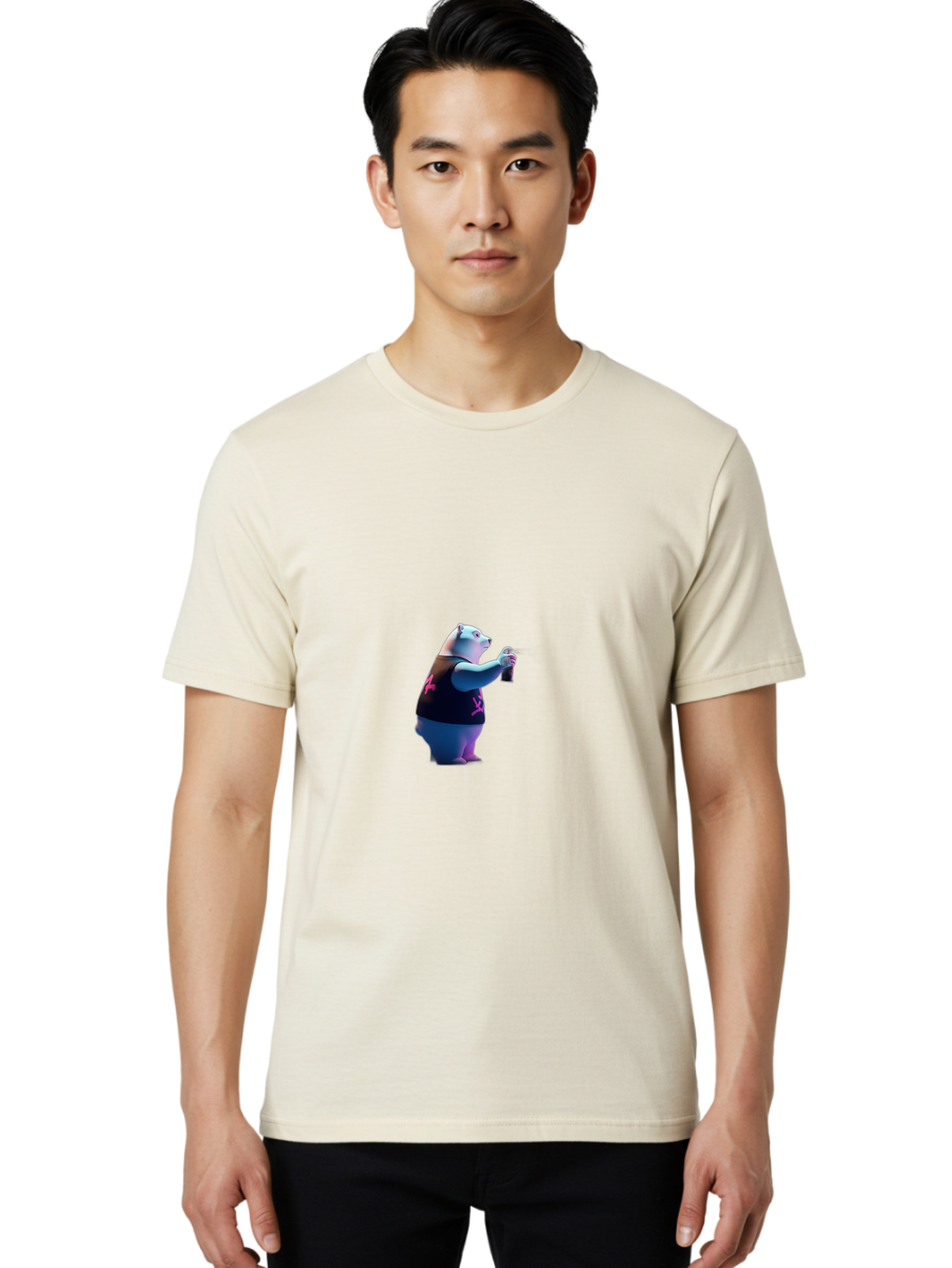 Polar-Bear-Taking-Selfie Men'S Graphic Tee, 100% Cotton, Comfortable Casual Summer Wear, Machine Washable, Vintage Camera, Old Camera, Antique Camera, Black Camera, Classic Photography, Photography Equipment, Nostalgic Device, Film Camera, Baf423