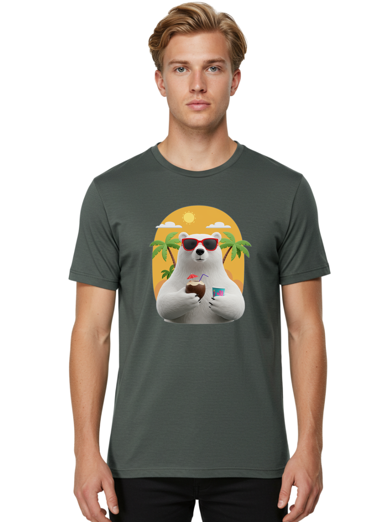 Polar-Bear-With-Coconut Men'S Graphic Tee, 100% Cotton, Comfortable Casual Summer Wear, Machine Washable, Vintage Camera, Old Camera, Antique Camera, Black Camera, Classic Photography, Photography Equipment, Nostalgic Device, Film Camera, Baf426