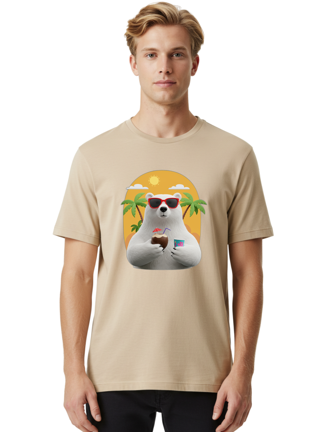 Polar-Bear-With-Coconut Men'S Graphic Tee, 100% Cotton, Comfortable Casual Summer Wear, Machine Washable, Vintage Camera, Old Camera, Antique Camera, Black Camera, Classic Photography, Photography Equipment, Nostalgic Device, Film Camera, Baf426