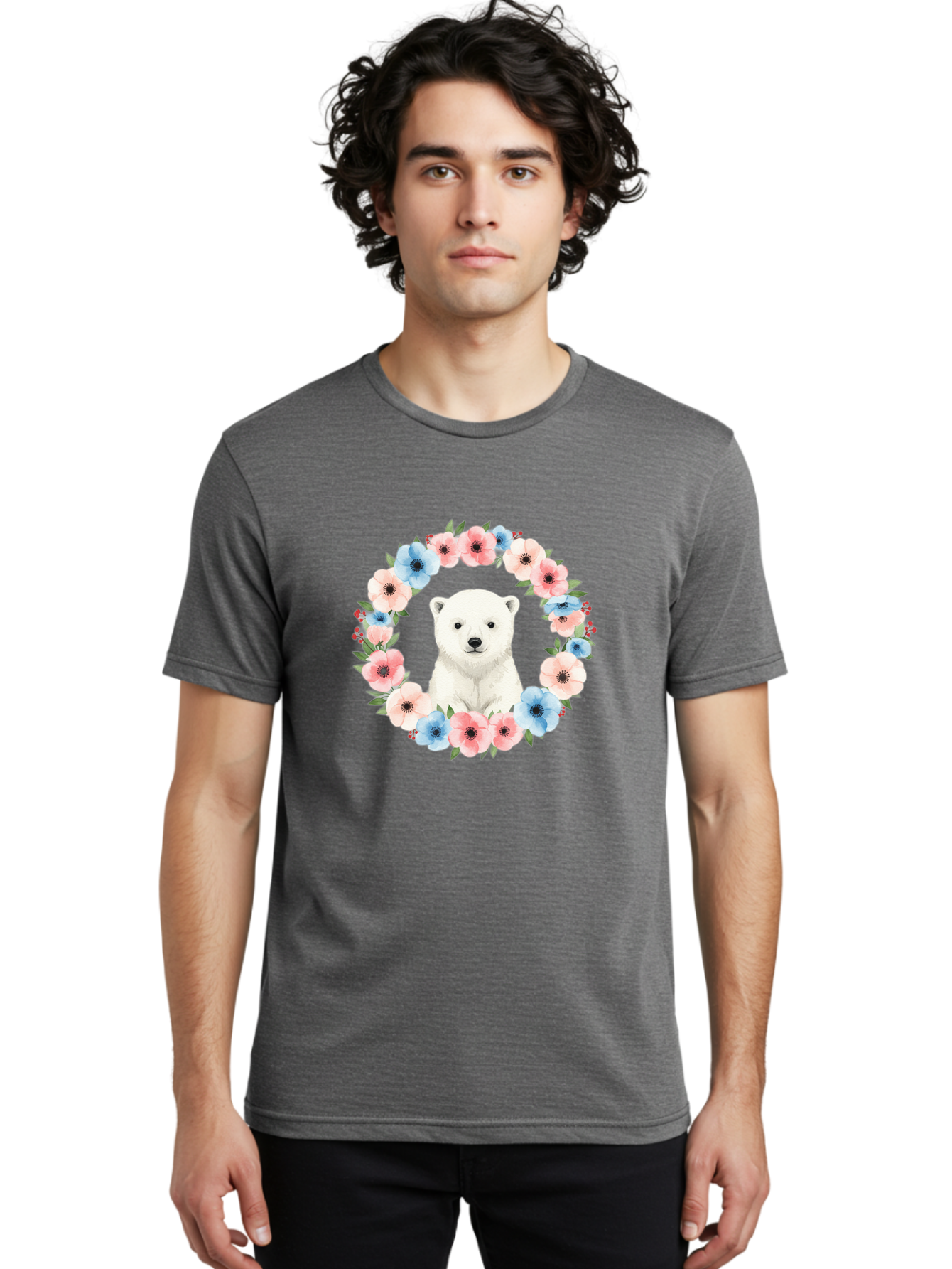 Polar-Bear-With-Flowers Men'S Graphic Tee, 100% Cotton, Comfortable Casual Summer Wear, Machine Washable, Vintage Camera, Old Camera, Antique Camera, Black Camera, Classic Photography, Photography Equipment, Nostalgic Device, Film Camera, Baf428