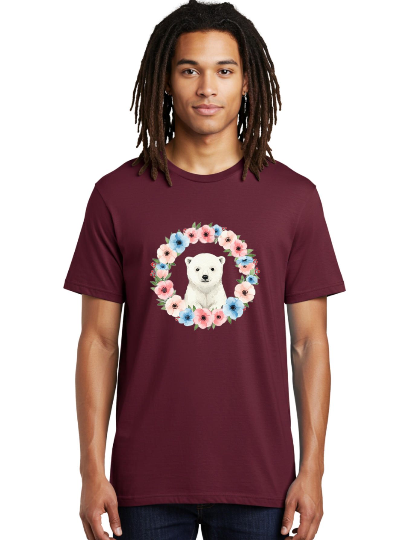 Polar-Bear-With-Flowers Men'S Graphic Tee, 100% Cotton, Comfortable Casual Summer Wear, Machine Washable, Vintage Camera, Old Camera, Antique Camera, Black Camera, Classic Photography, Photography Equipment, Nostalgic Device, Film Camera, Baf428