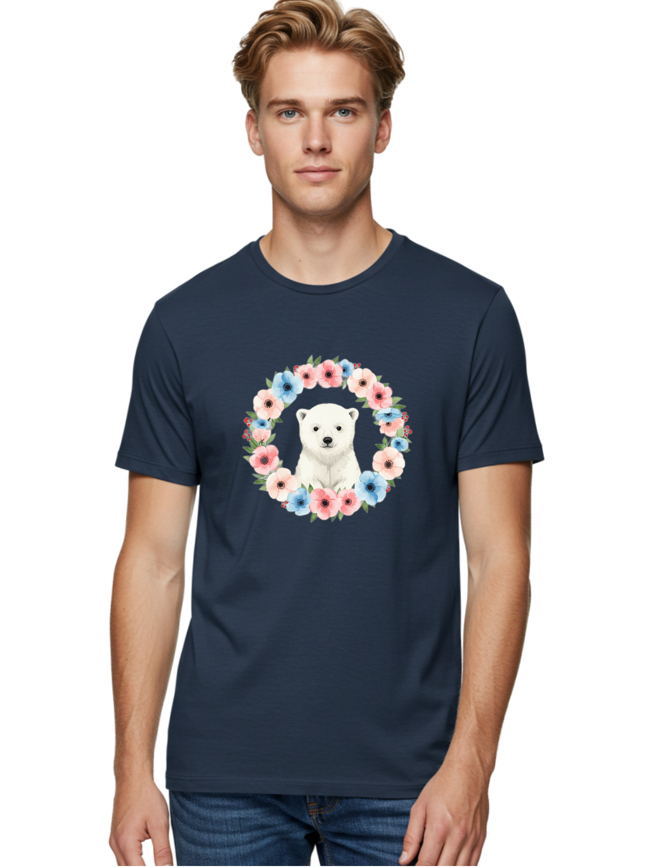 Polar-Bear-With-Flowers Men'S Graphic Tee, 100% Cotton, Comfortable Casual Summer Wear, Machine Washable, Vintage Camera, Old Camera, Antique Camera, Black Camera, Classic Photography, Photography Equipment, Nostalgic Device, Film Camera, Baf428