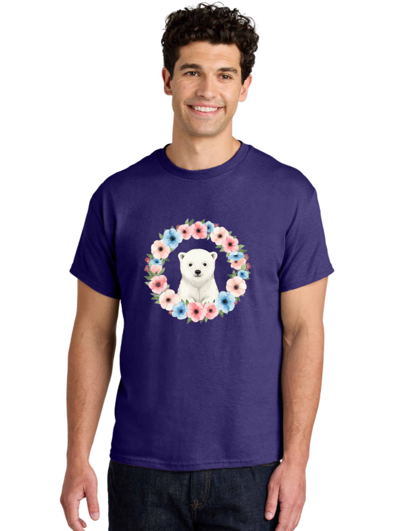 Polar-Bear-With-Flowers Men'S Graphic Tee, 100% Cotton, Comfortable Casual Summer Wear, Machine Washable, Vintage Camera, Old Camera, Antique Camera, Black Camera, Classic Photography, Photography Equipment, Nostalgic Device, Film Camera, Baf428