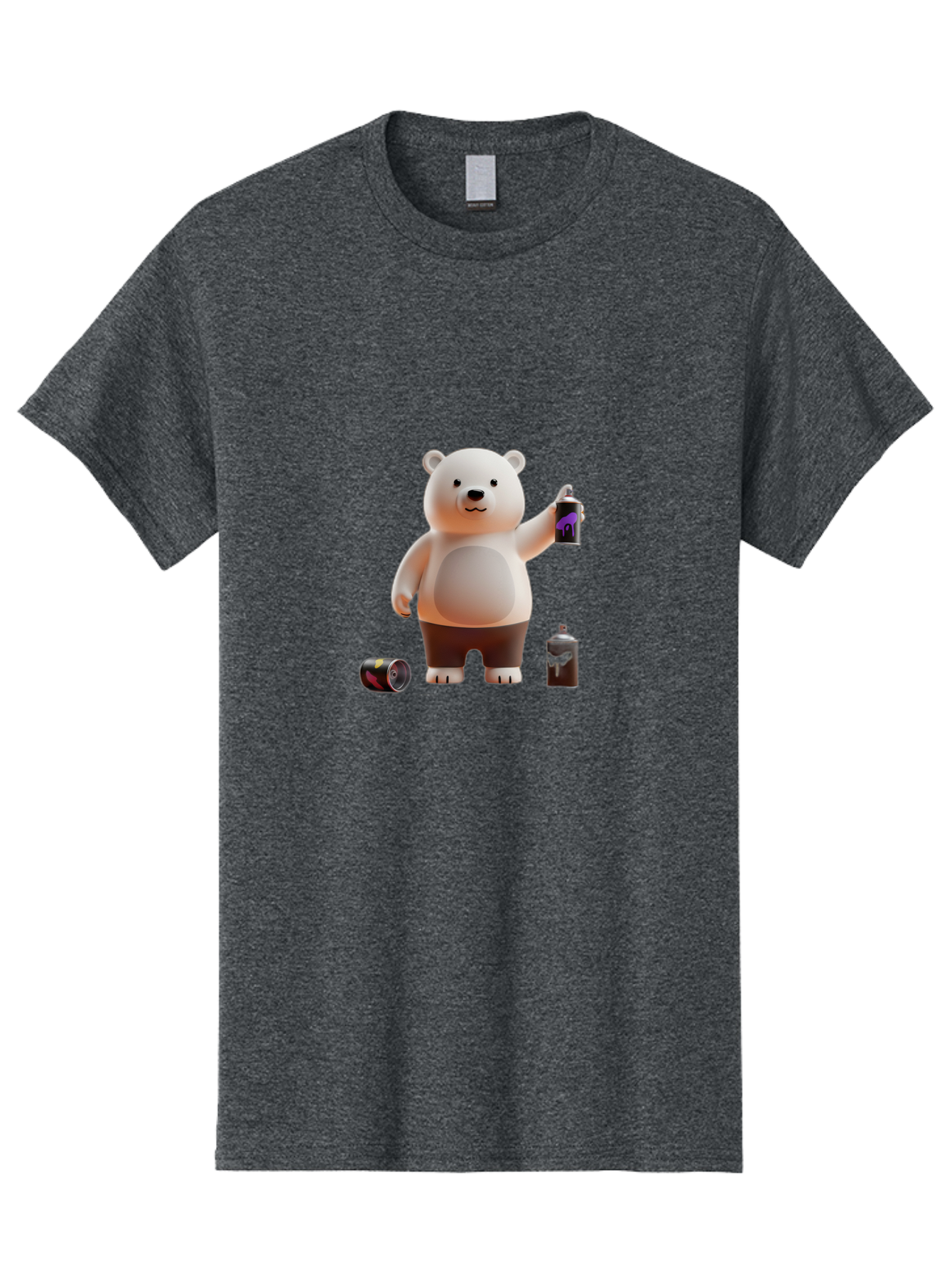Polar-Bear-With-Spray-Paint Men'S Graphic Tee, 100% Cotton, Comfortable Casual Summer Wear, Machine Washable, Vintage Camera, Old Camera, Antique Camera, Black Camera, Classic Photography, Photography Equipment, Nostalgic Device, Film Camera, Baf429